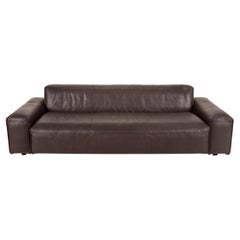 Rolf Benz Mio Leather Sofa Brown Three-Seat Dark Brown Couch