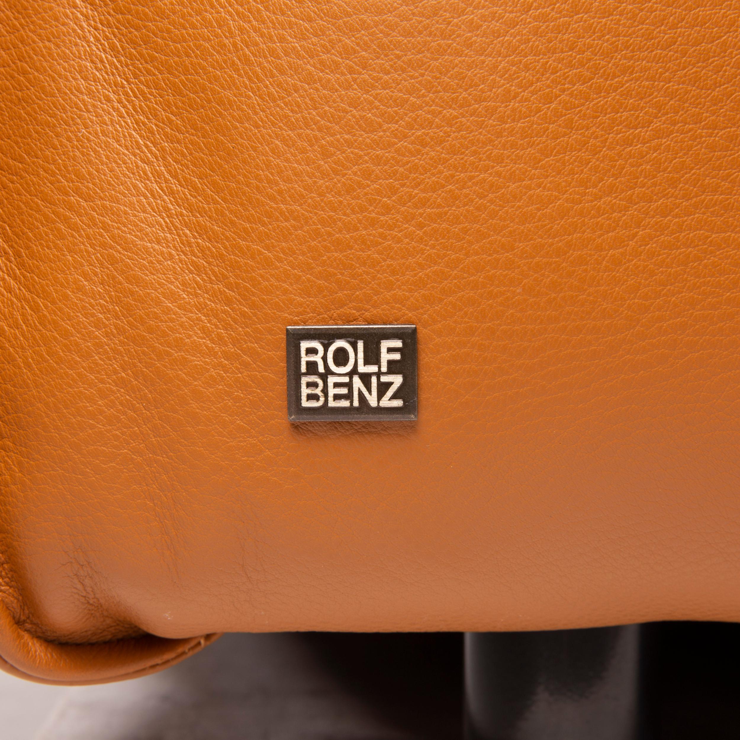 Contemporary Rolf Benz Mio leather sofa cognac corner sofa For Sale