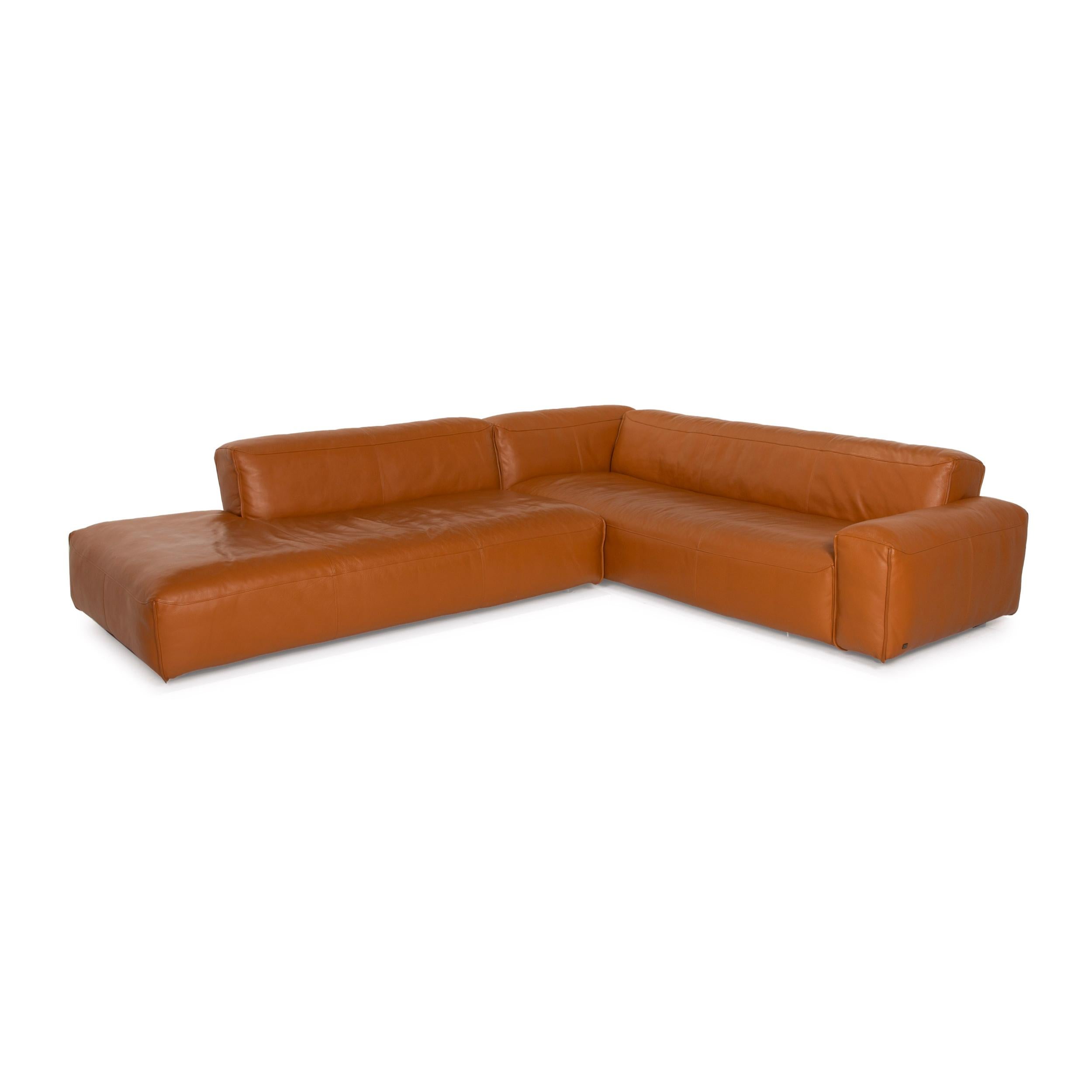 Leather Rolf Benz Mio leather sofa cognac corner sofa For Sale