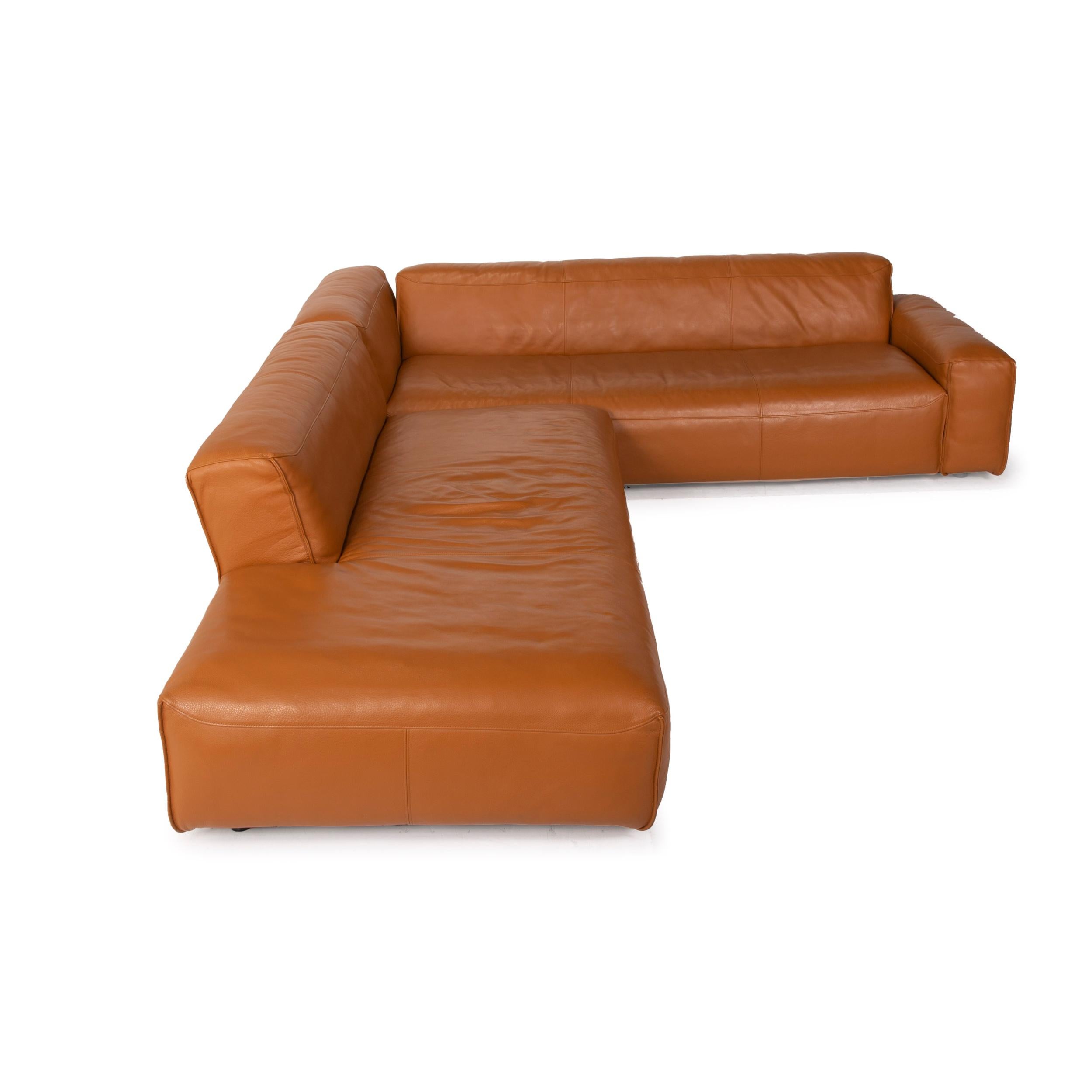 Rolf Benz Mio leather sofa cognac corner sofa For Sale 1