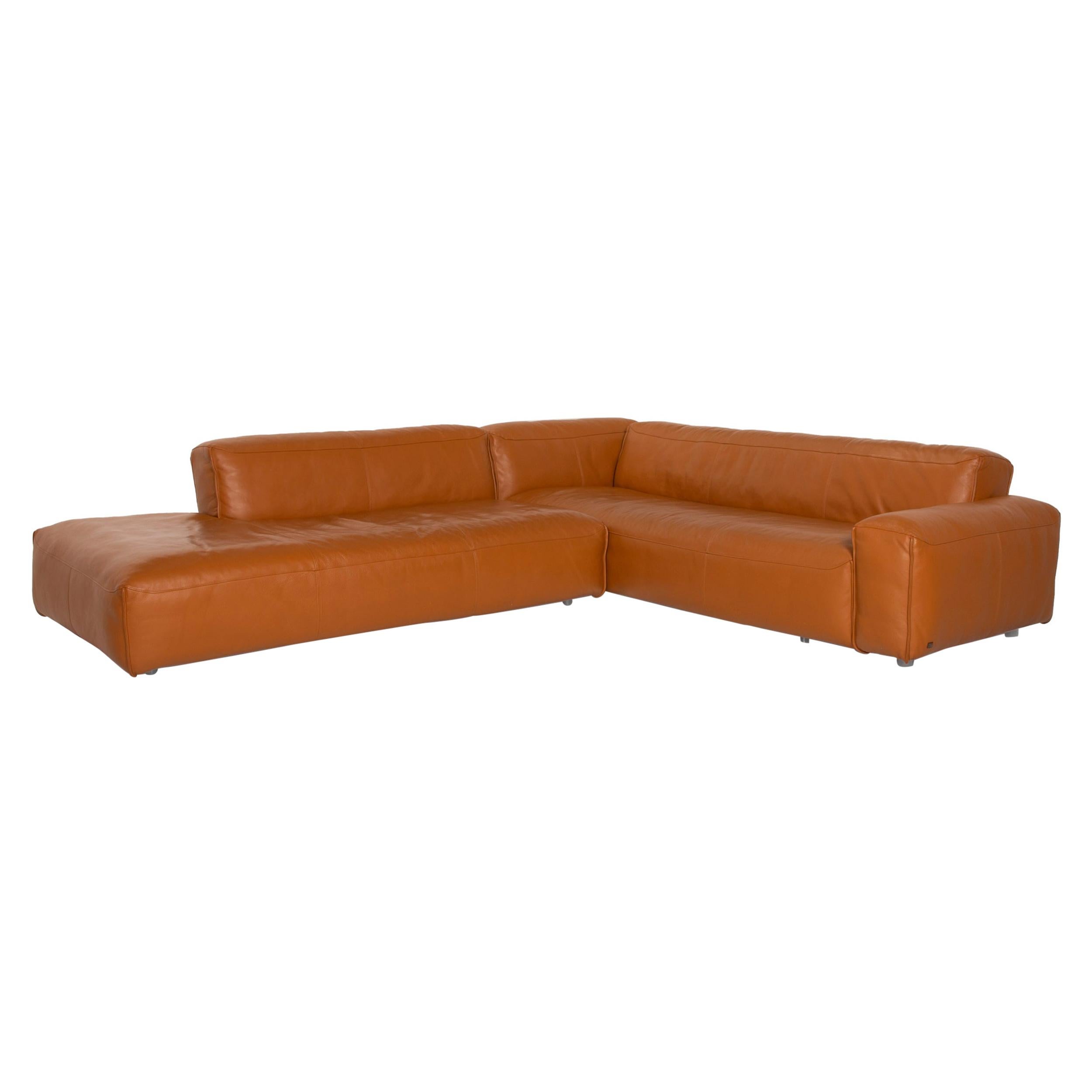 Rolf Benz Mio leather sofa cognac corner sofa For Sale