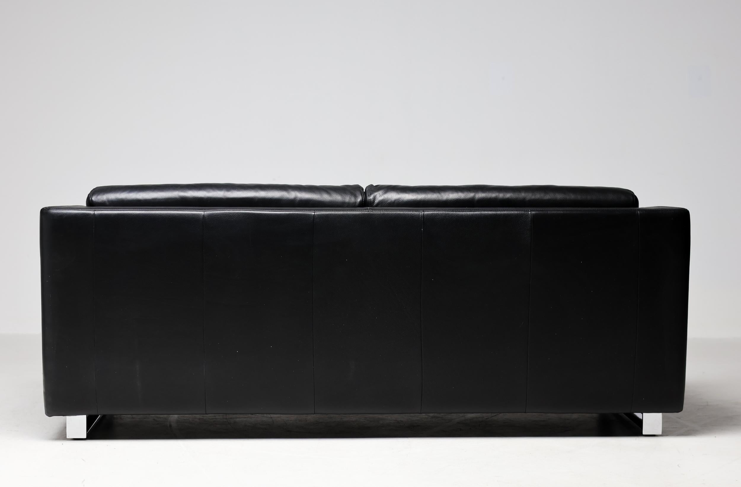 Rolf Benz Modell 350 Schwarzes Leder-Sofa im Angebot 4