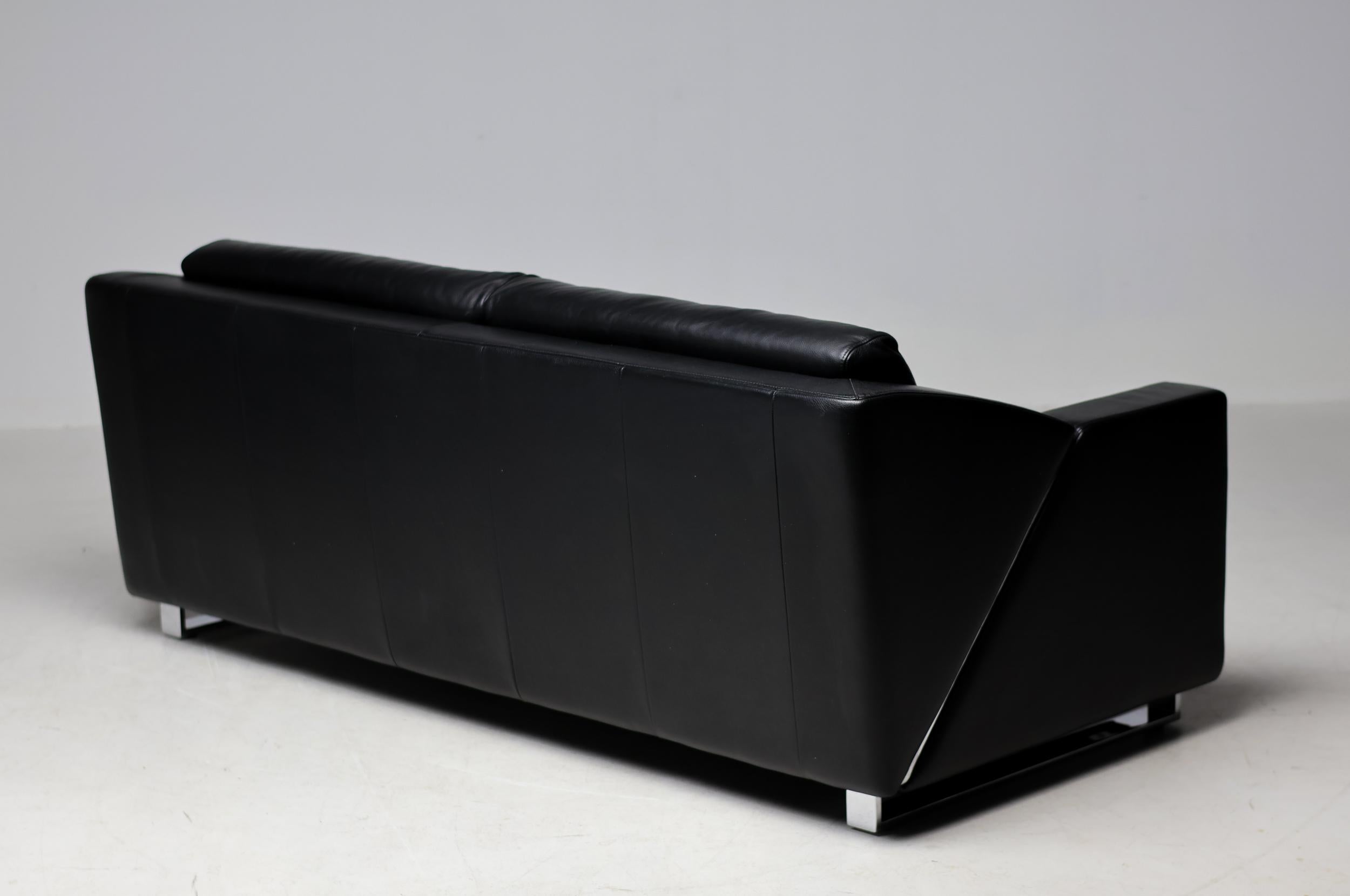 Rolf Benz Modell 350 Schwarzes Leder-Sofa im Angebot 5