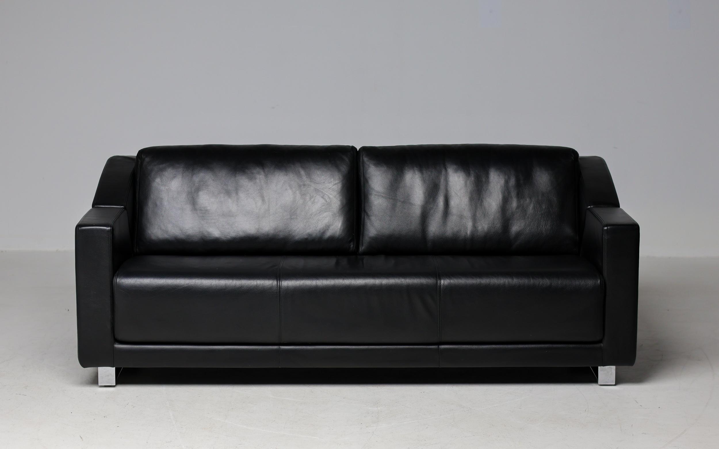 Rolf Benz Modell 350 Schwarzes Leder-Sofa im Angebot 6