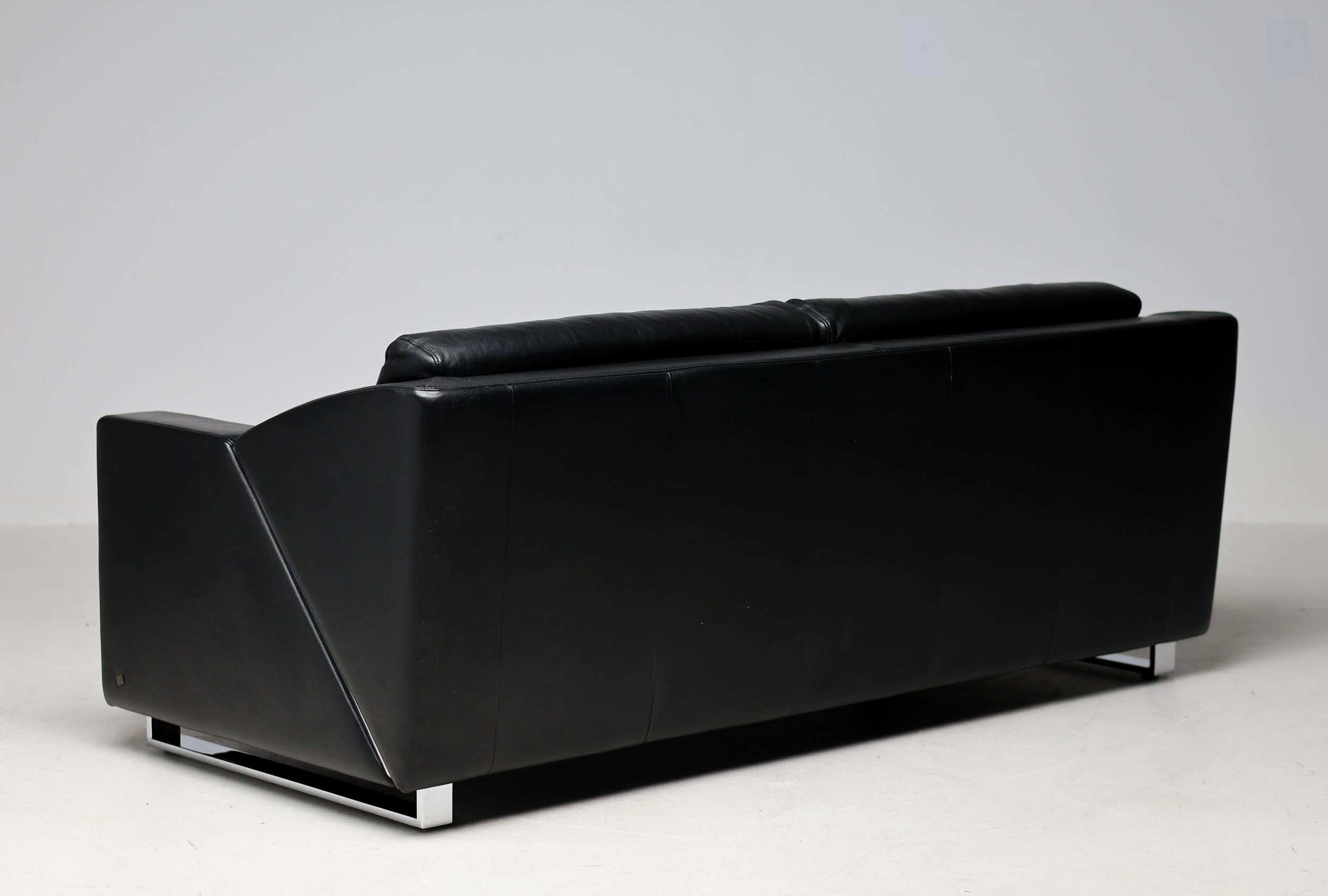 Rolf Benz Modell 350 Schwarzes Leder-Sofa im Angebot 3