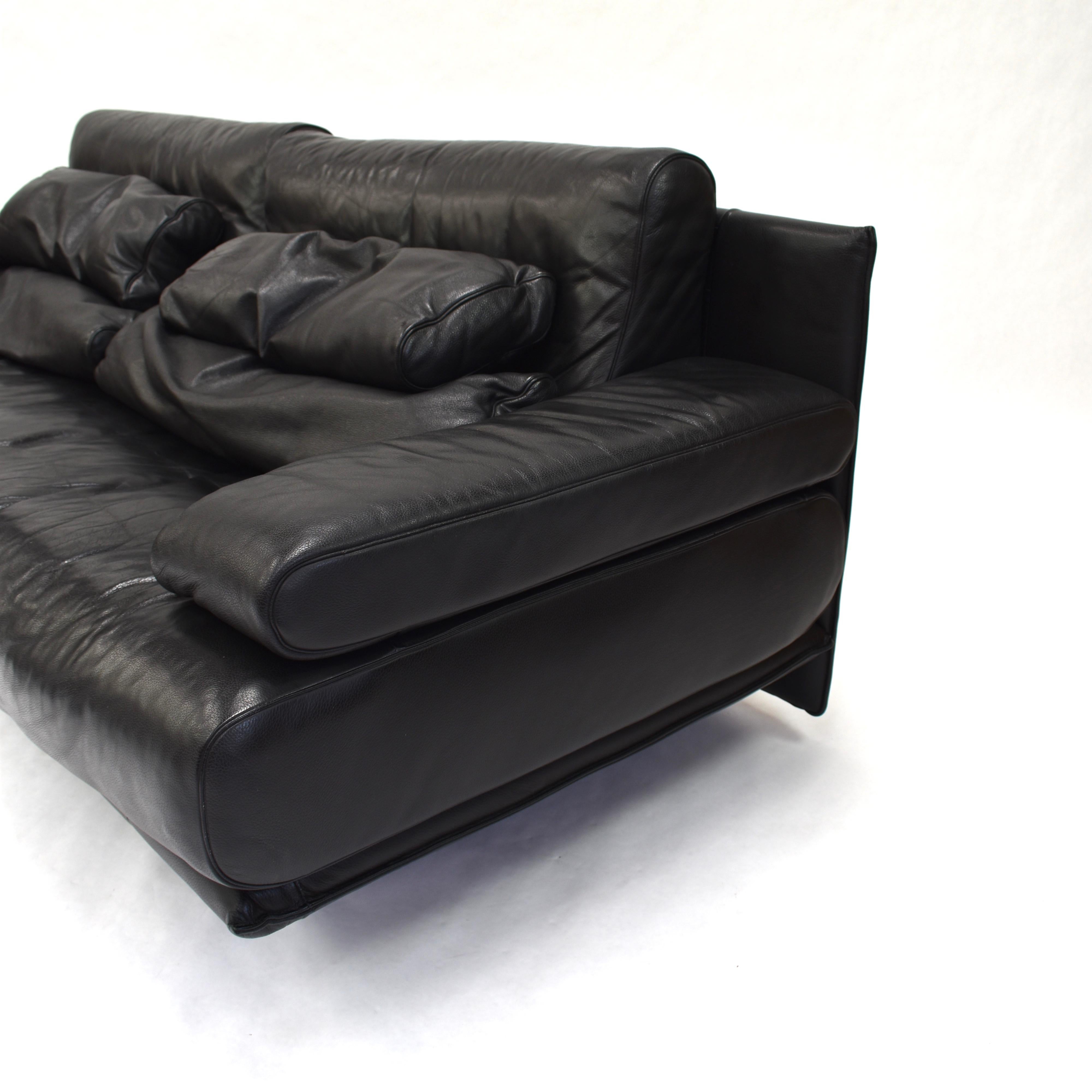 Rolf Benz Model 6500 Sofa in Black Leather by Mathias Hoffmann 3