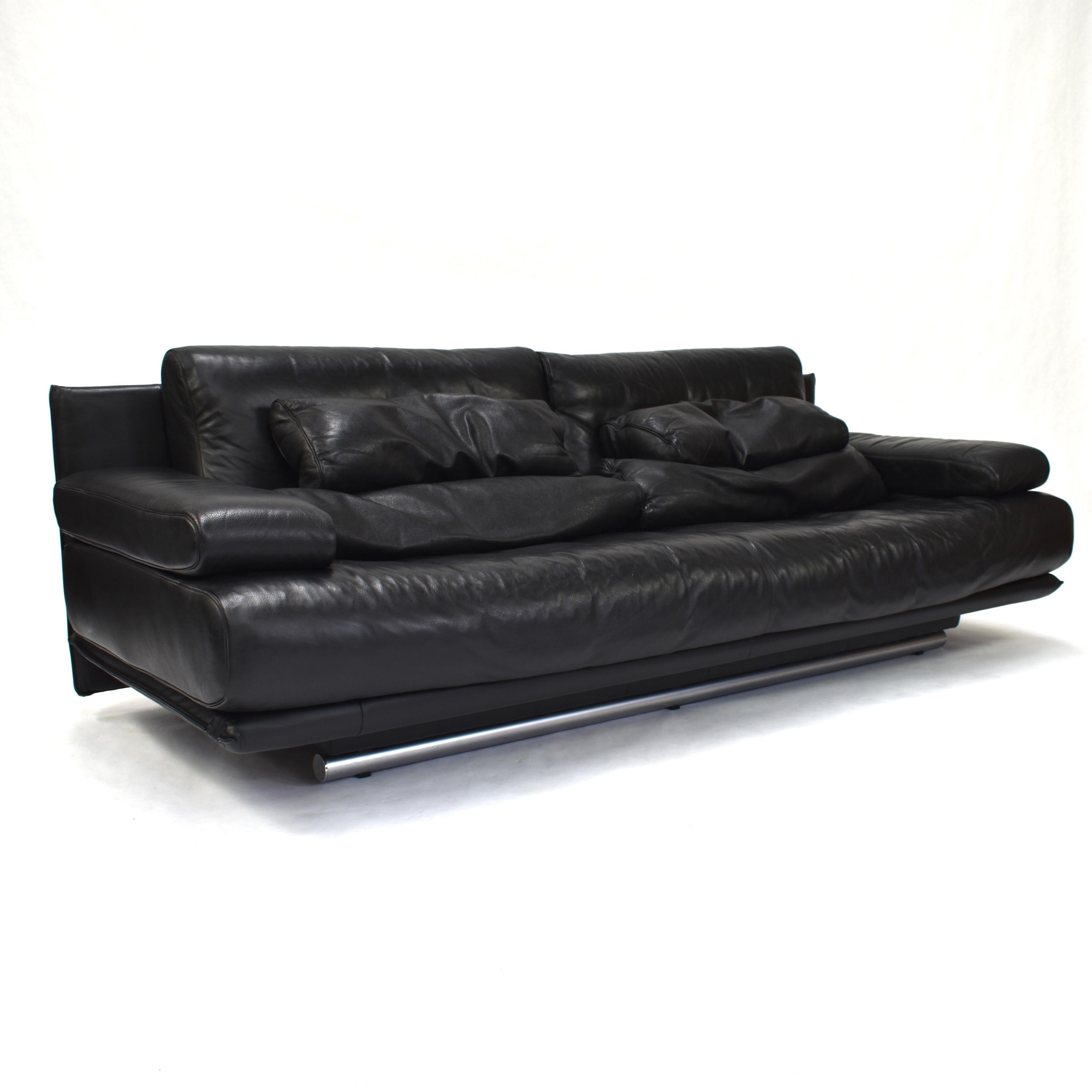 Rolf Benz Model 6500 Sofa in Black Leather by Mathias Hoffmann 4