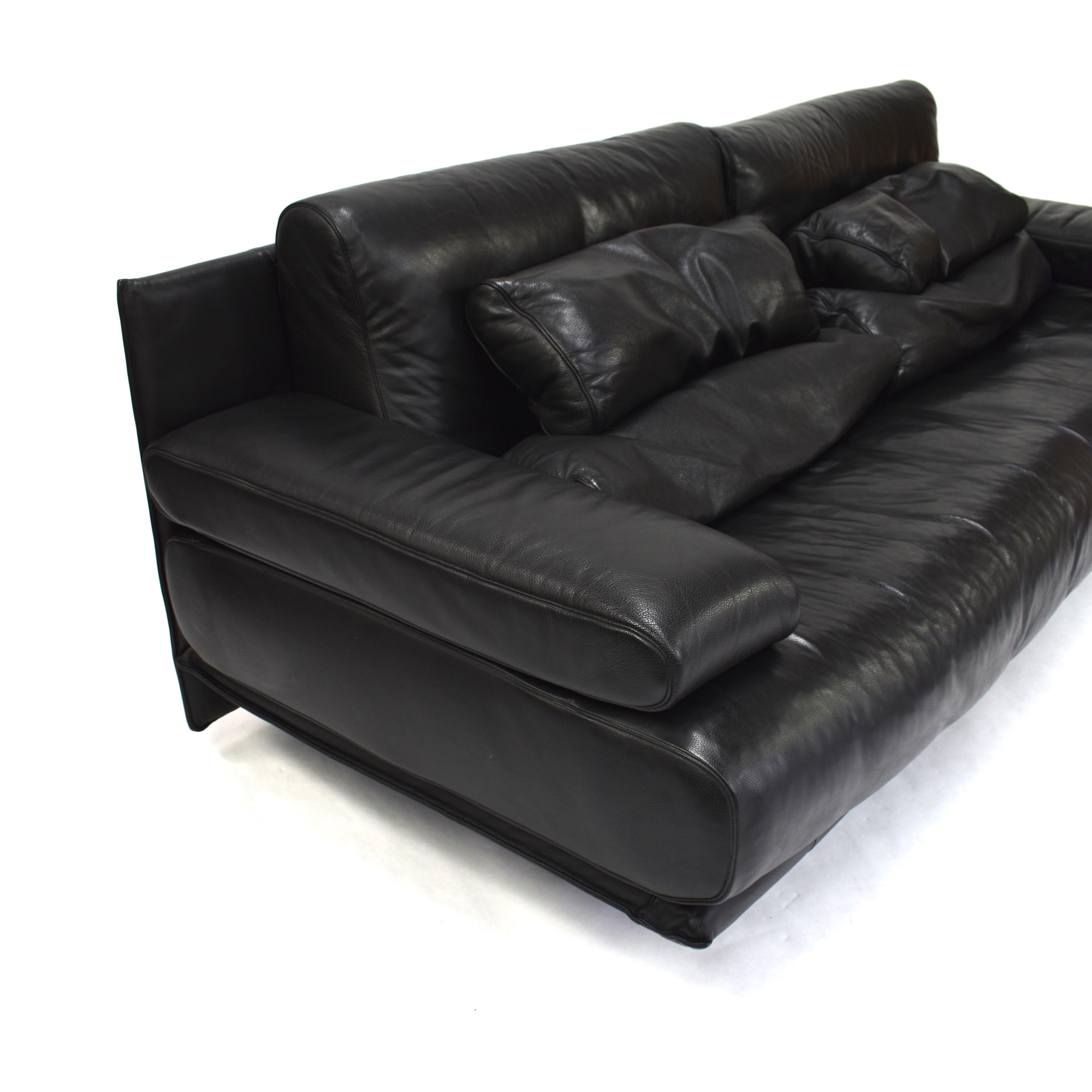 Rolf Benz Model 6500 Sofa in Black Leather by Mathias Hoffmann 5