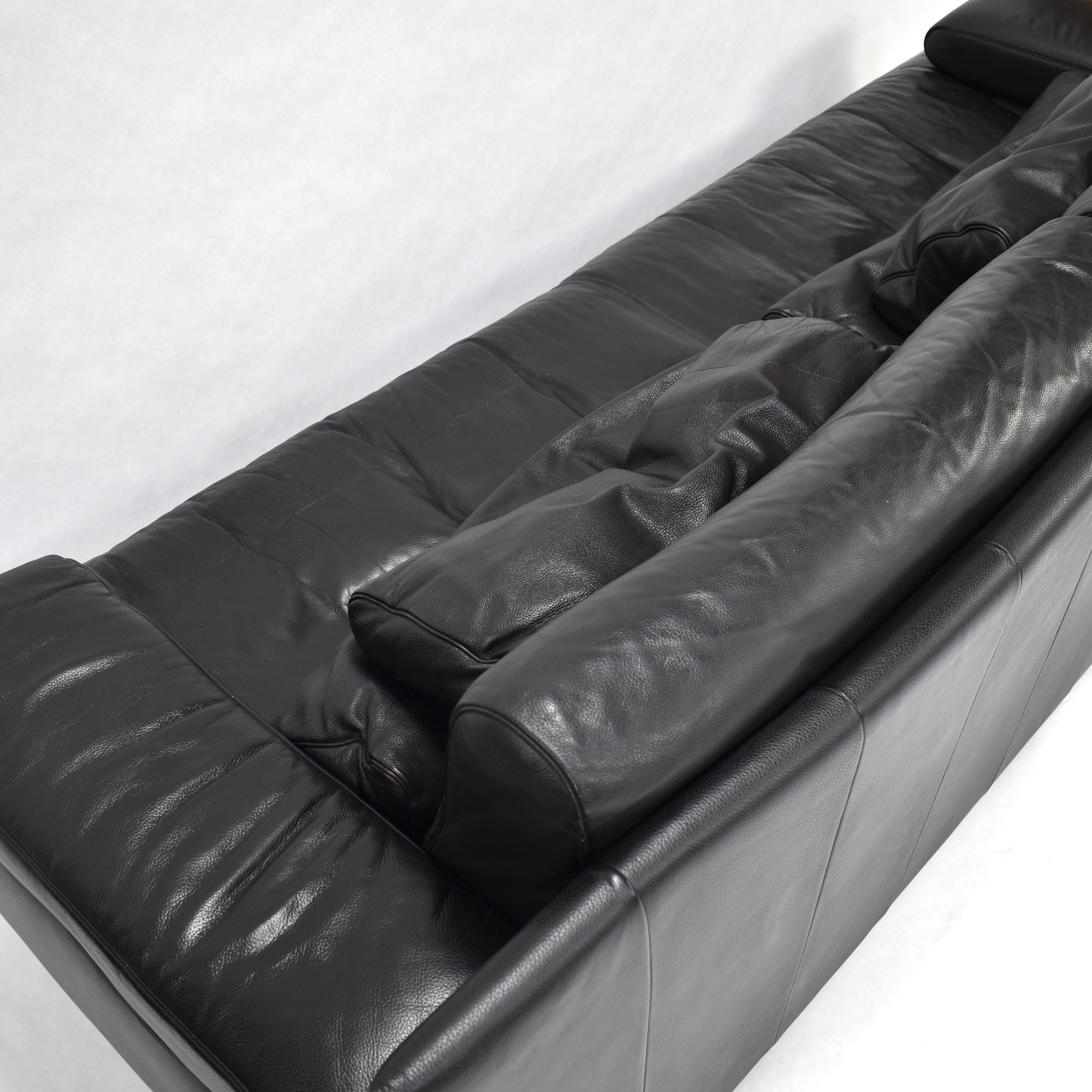 Rolf Benz Model 6500 Sofa in Black Leather by Mathias Hoffmann 7