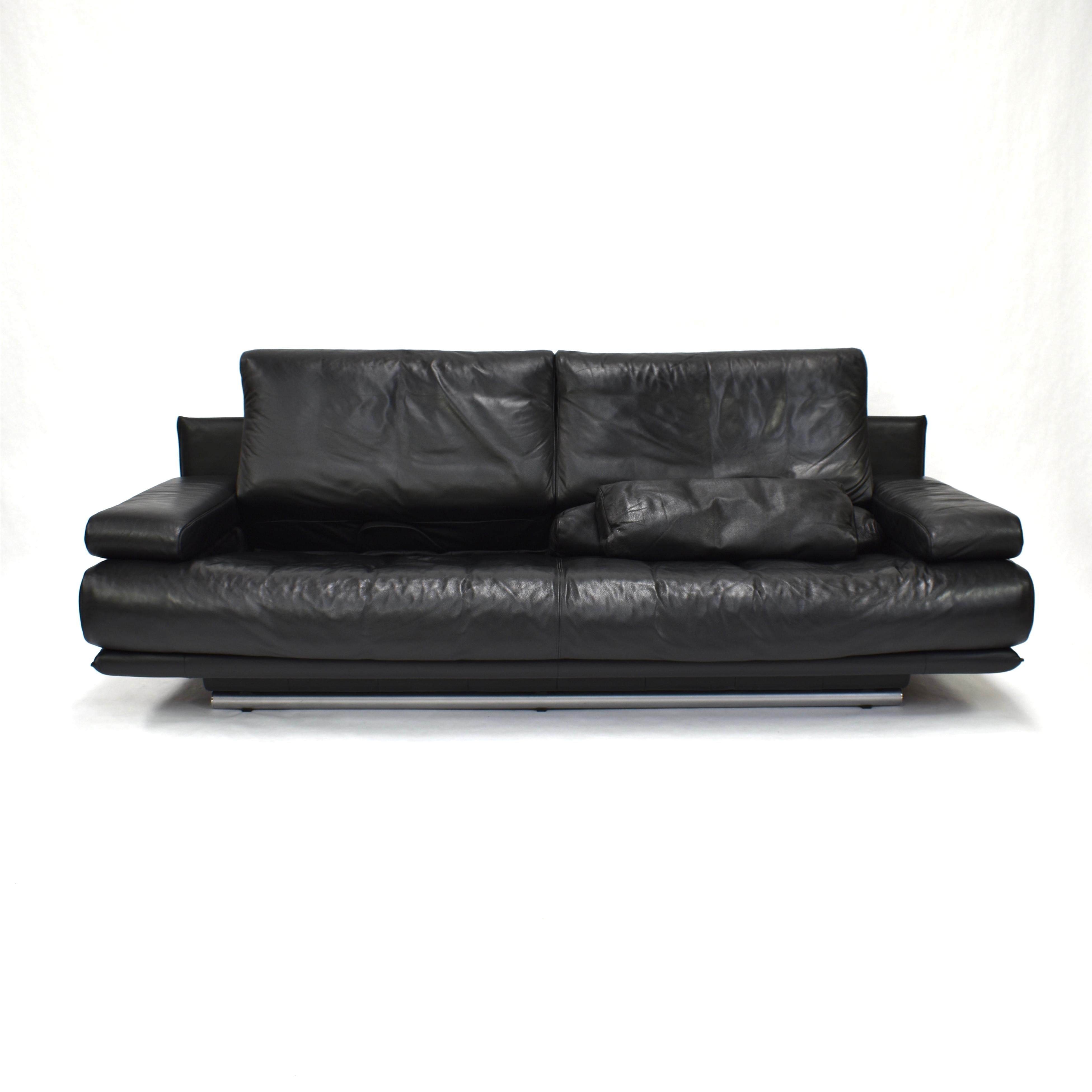 Rolf Benz Model 6500 Sofa in Black Leather by Mathias Hoffmann In Good Condition In Pijnacker, Zuid-Holland