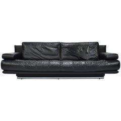 Rolf Benz Model 6500 Sofa in Black Leather by Mathias Hoffmann