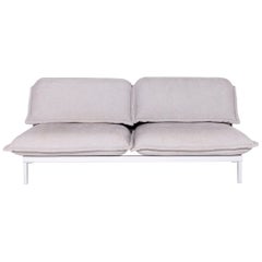 Rolf Benz Nova Designer Fabric Sofa Gray Genuine Leather Couch Function Sofa