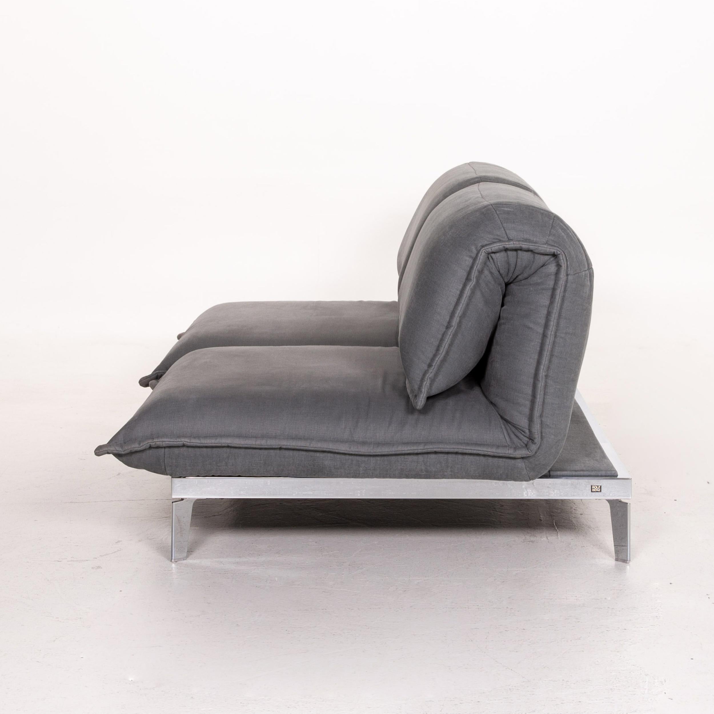 Rolf Benz Nova Fabric Sofa Bed Gray Gray Blue Two-Seater Function Sleeping 4