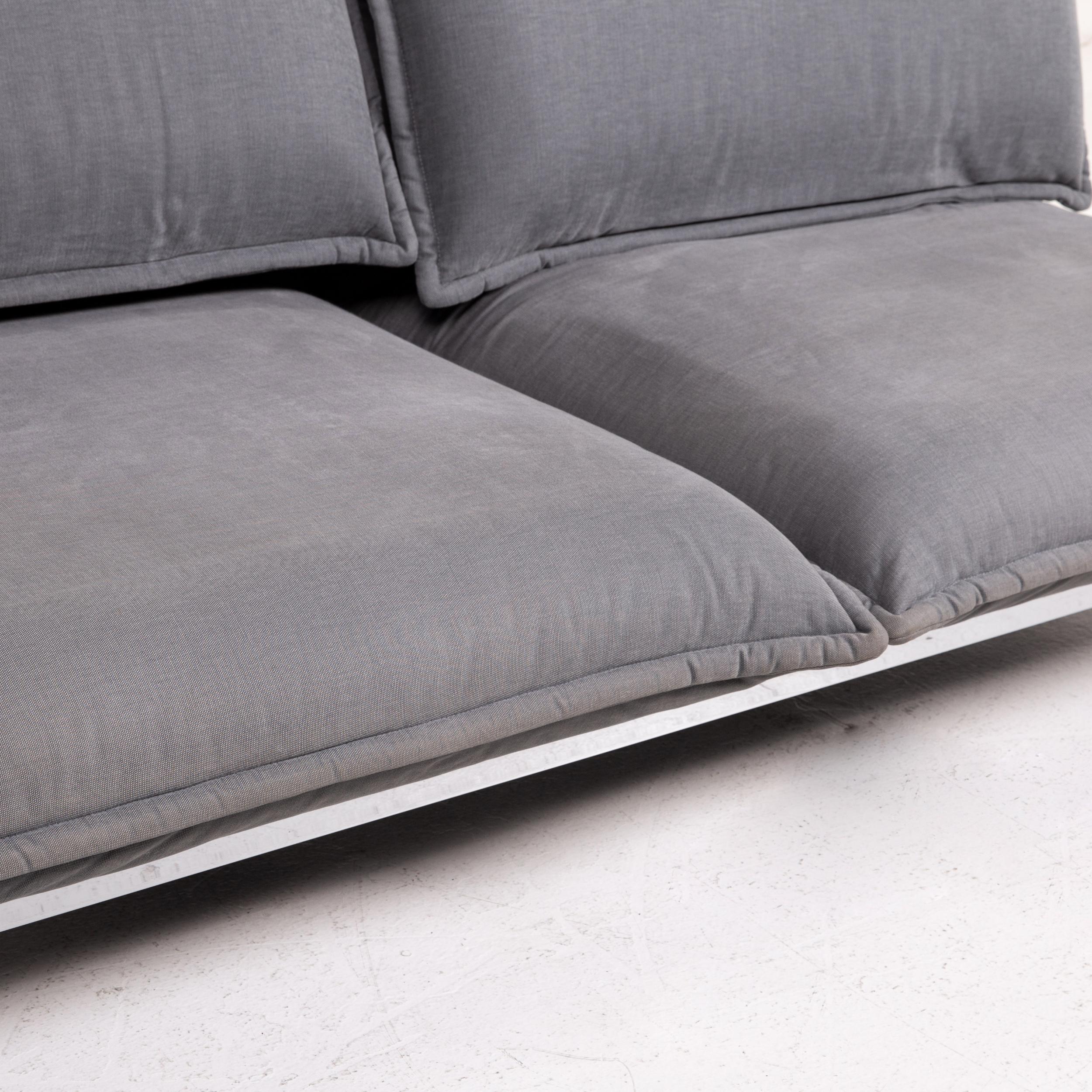 Modern Rolf Benz Nova Fabric Sofa Bed Gray Gray Blue Two-Seater Function Sleeping