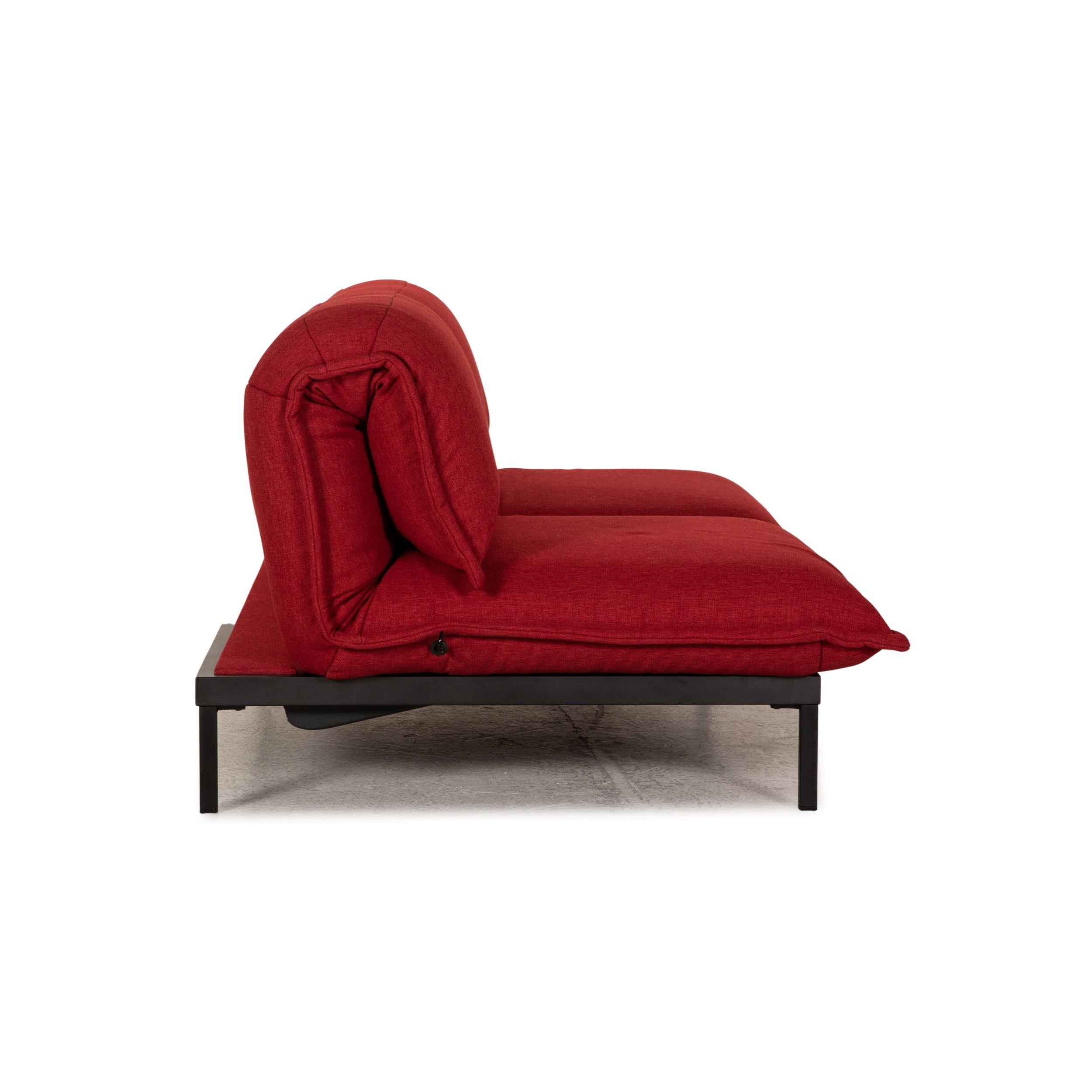 Rolf Benz Nova Fabric Sofa Red Two-Seater Function Relax Function For Sale 3