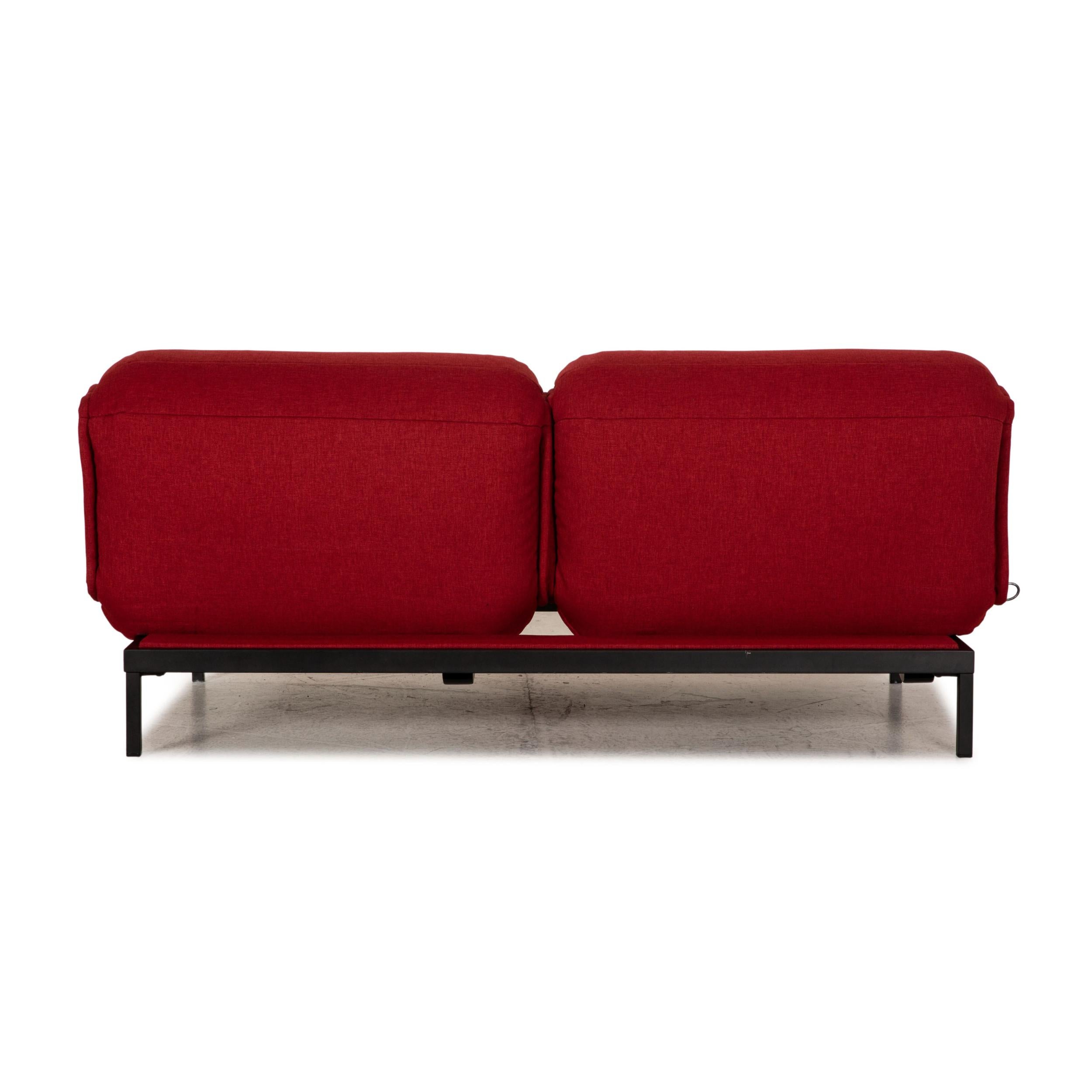 Rolf Benz Nova Fabric Sofa Red Two-Seater Function Relax Function For Sale 4