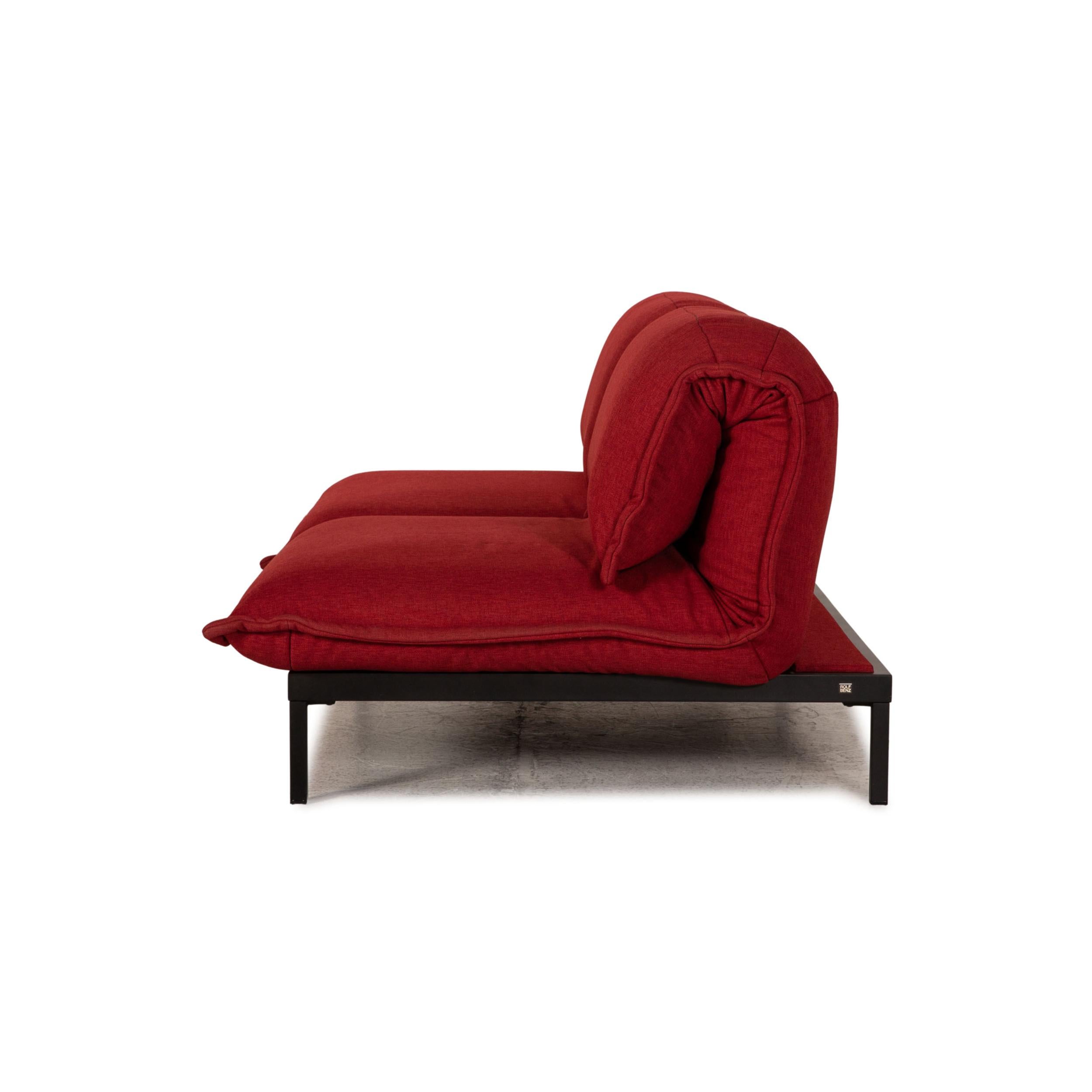 Rolf Benz Nova Fabric Sofa Red Two-Seater Function Relax Function For Sale 5