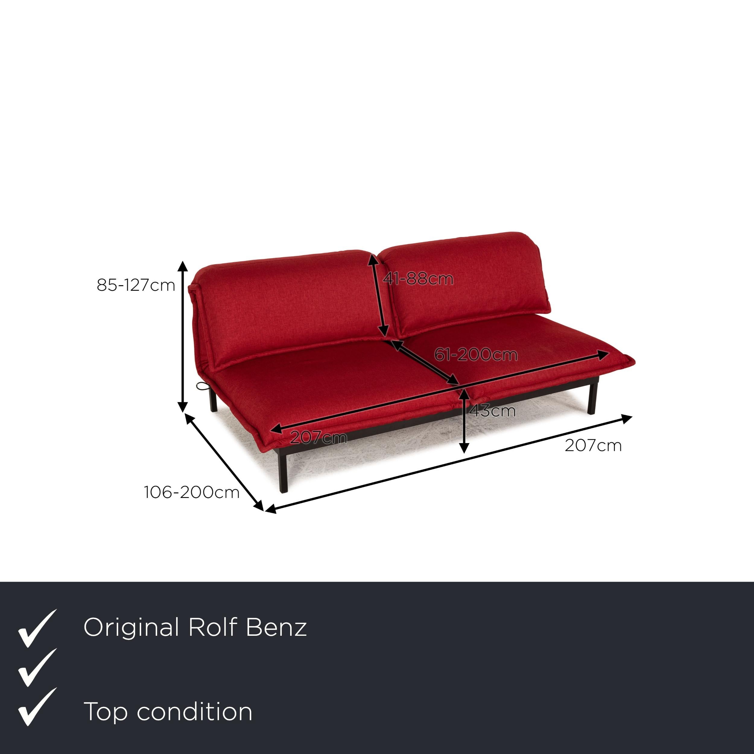 We present to you a Rolf Benz Nova fabric sofa red two-seater function relax function.

Product measurements in centimeters:

depth: 106
width: 207
height: 85
seat height: 43
rest height: 
seat depth: 61
seat width: 207
back height: