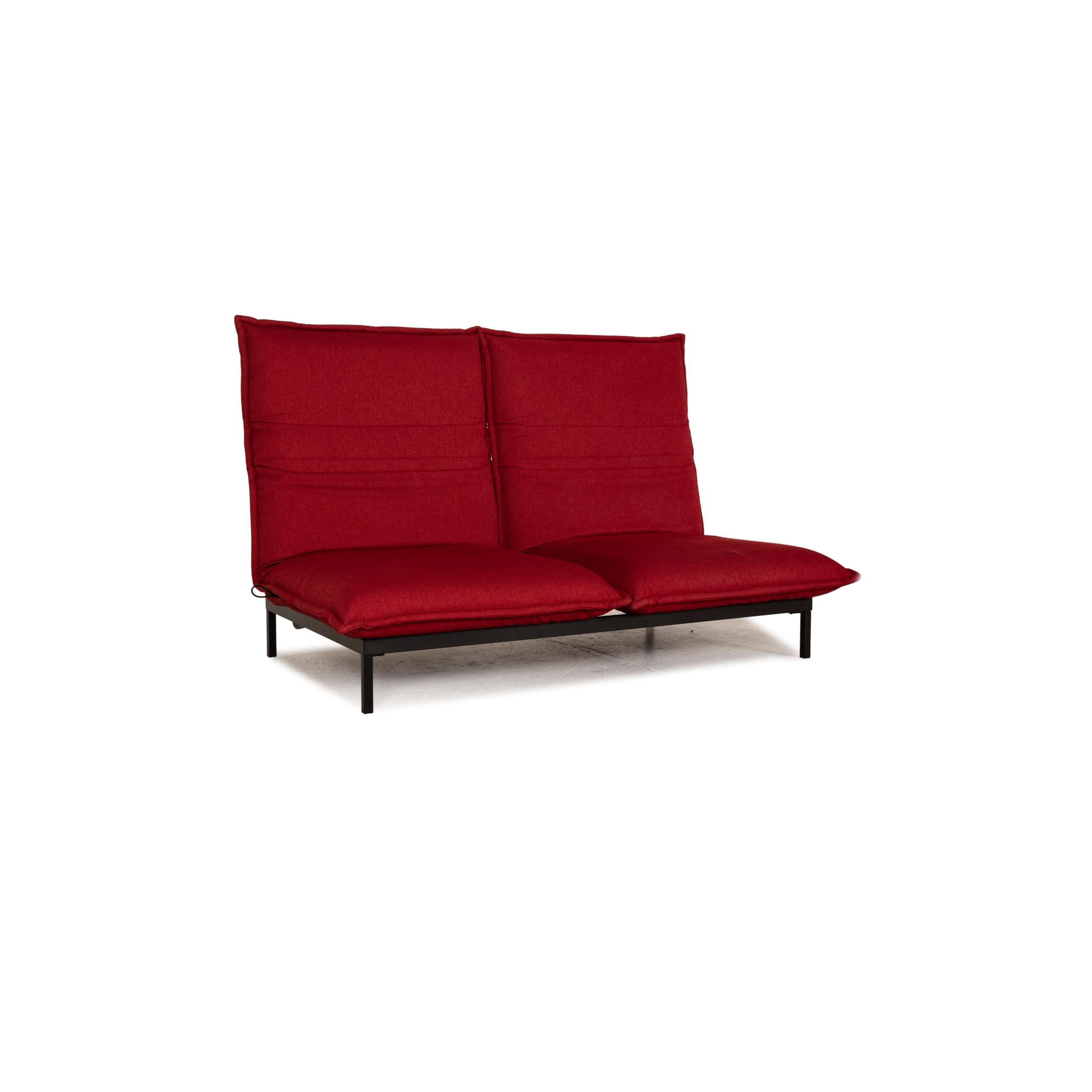 Modern Rolf Benz Nova Fabric Sofa Red Two-Seater Function Relax Function For Sale