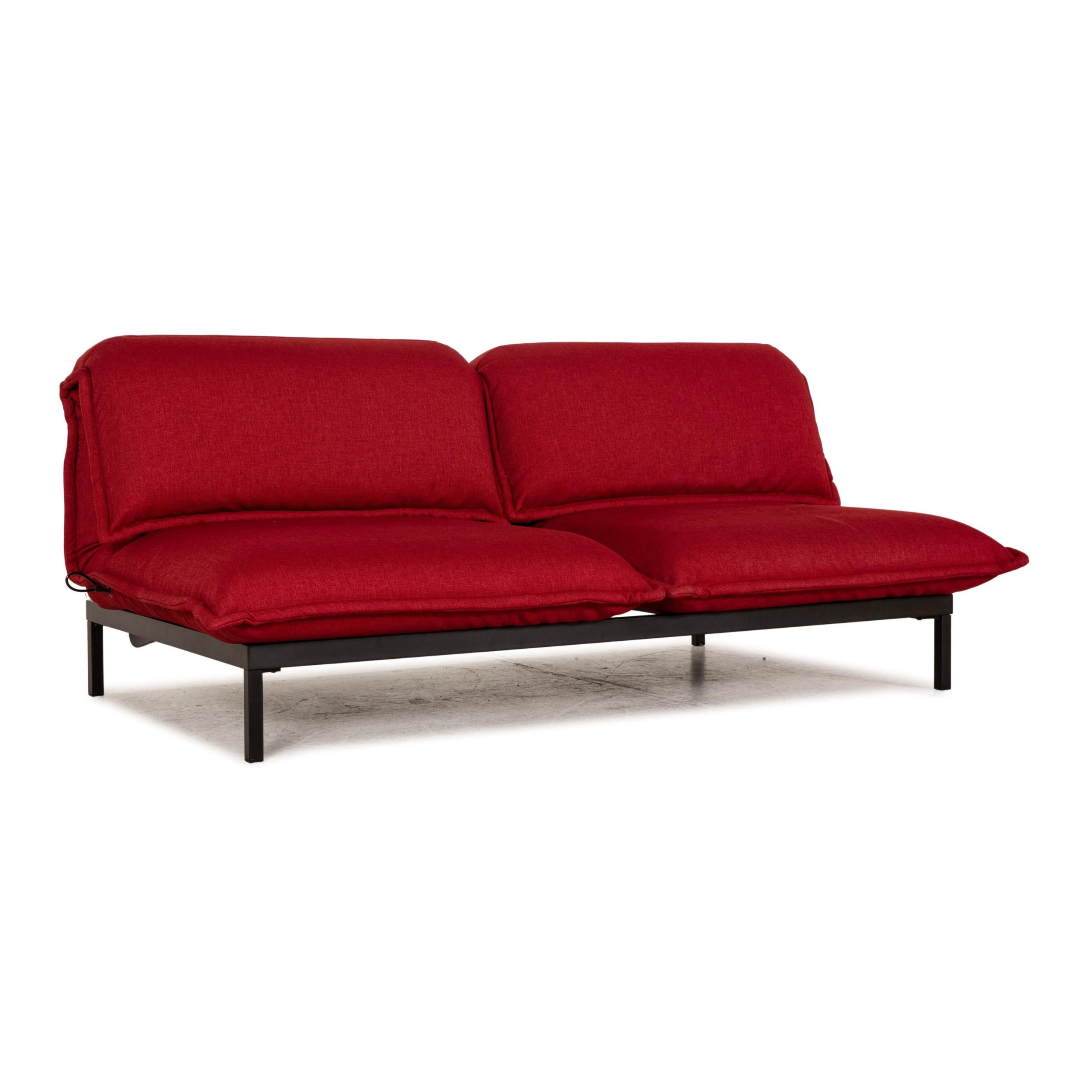 Rolf Benz Nova Fabric Sofa Red Two-Seater Function Relax Function For Sale 2
