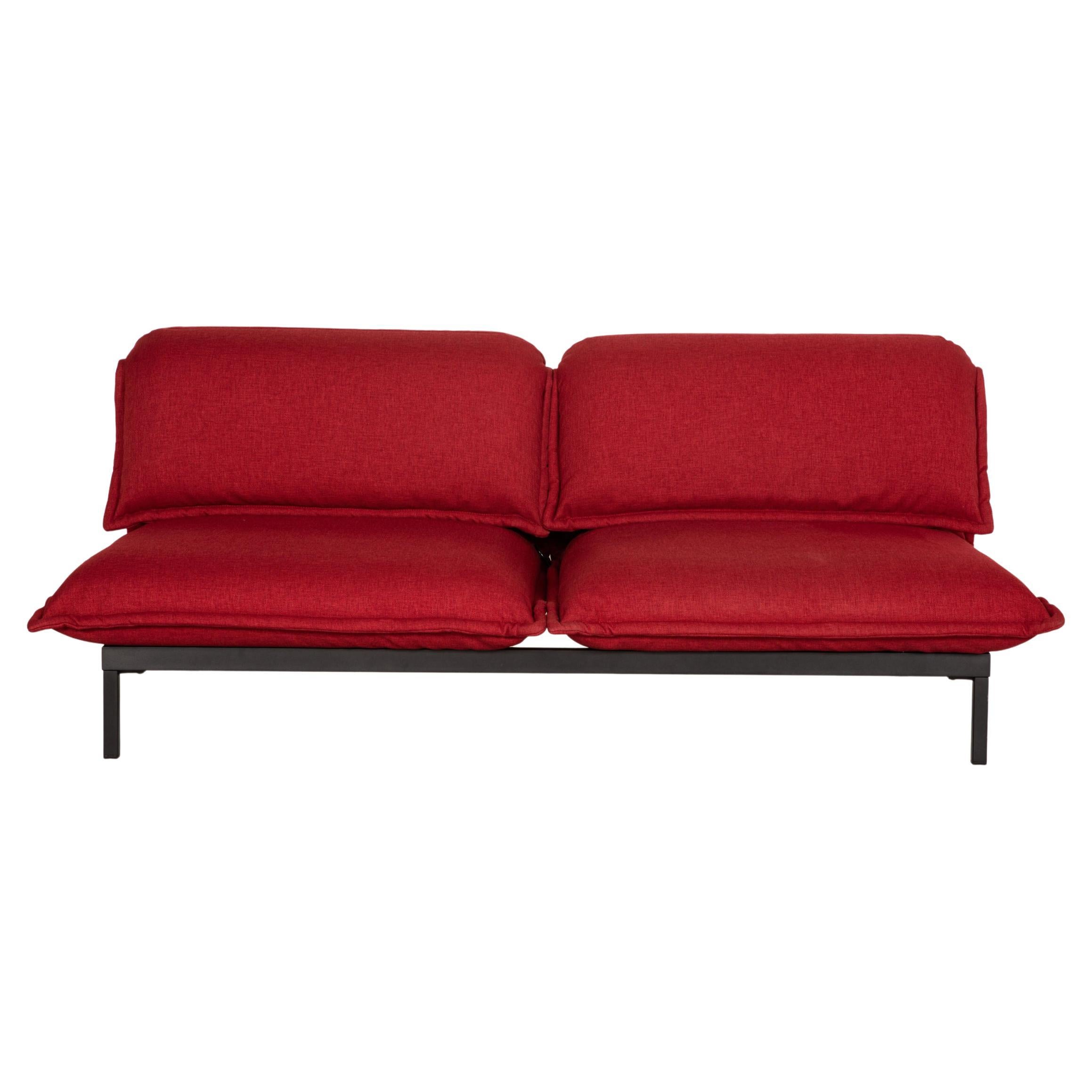 Rolf Benz Nova Fabric Sofa Red Two-Seater Function Relax Function For Sale