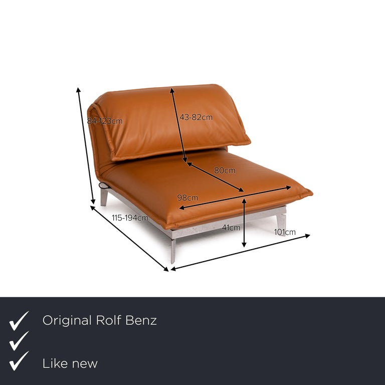 Rolf Benz Nova LC 340 Longchair Leather Armchair Cognac Sleeping