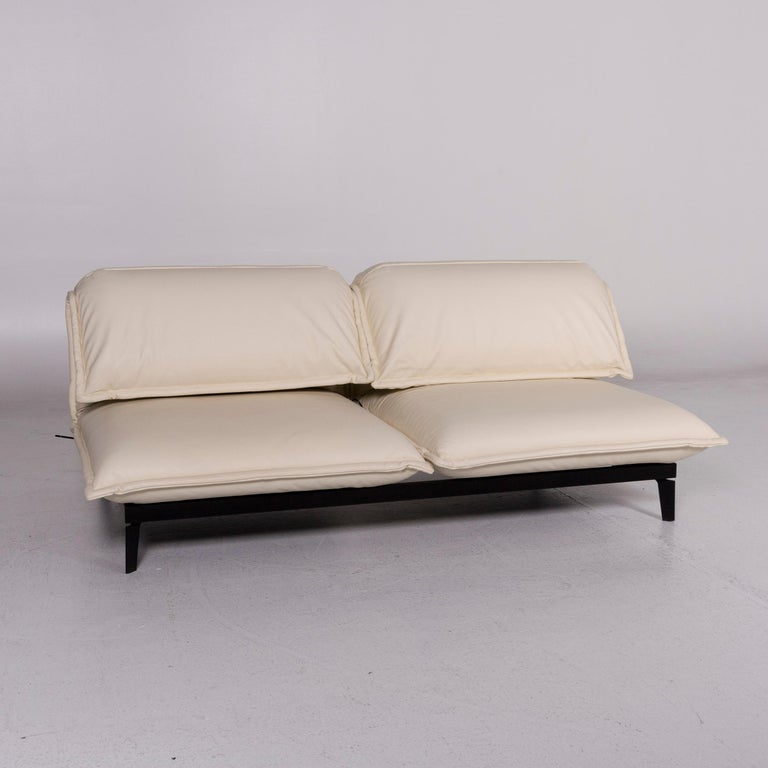 Rolf Benz Nova Leather Sofa Bed Cream TwoSeat Sofa Relax Function