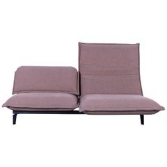 Rolf Benz Nova Leder-Sofa mit zwei Sitzen aus braunem Stoff