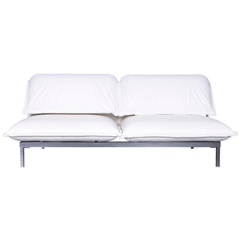 Rolf Benz Nova Leather Sofa White ThreeSeat Couch with Function at 1stDibs