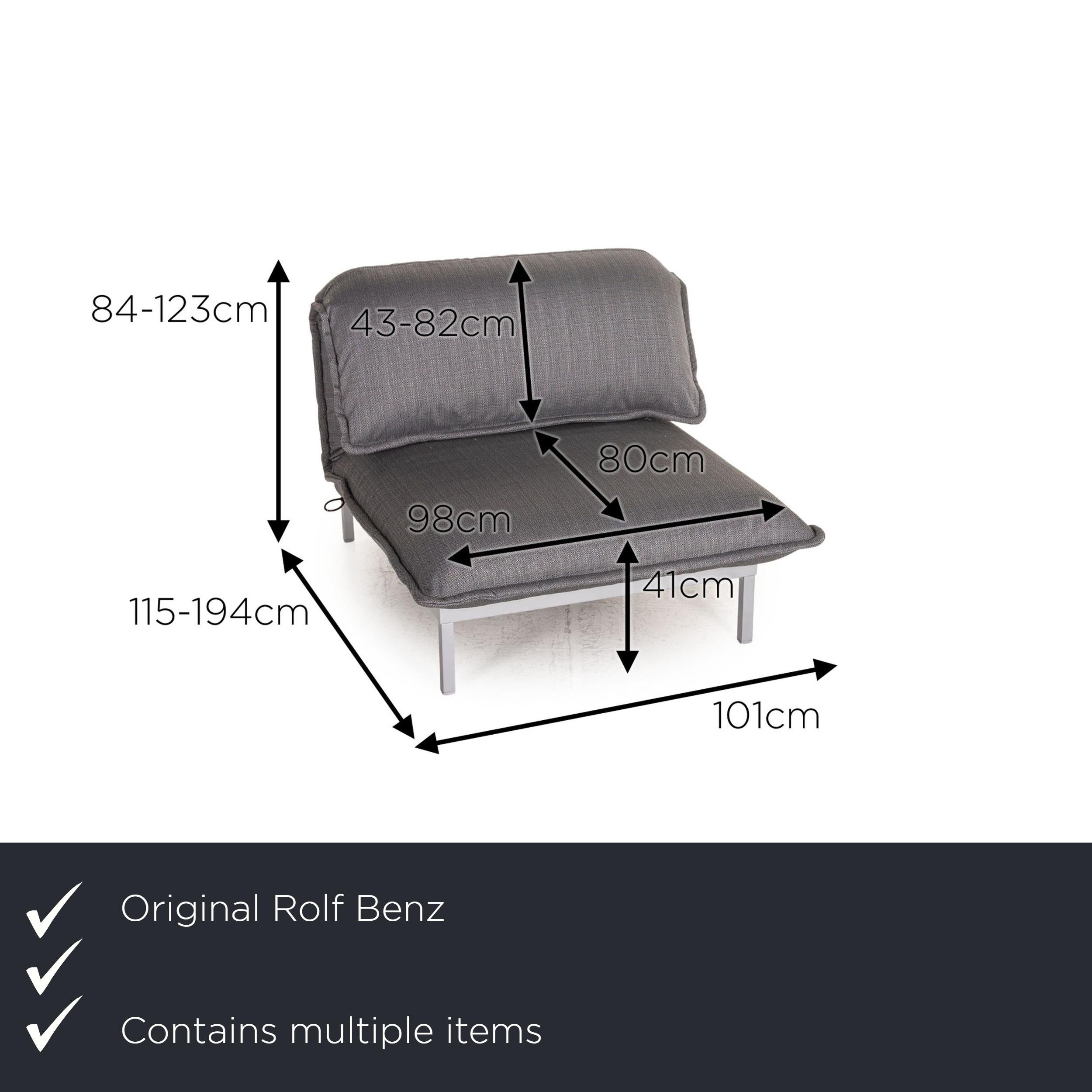 Modern Rolf Benz Nova Sofa Set Gray 1x Two-Seater 1x Armchair Function Sleeping For Sale