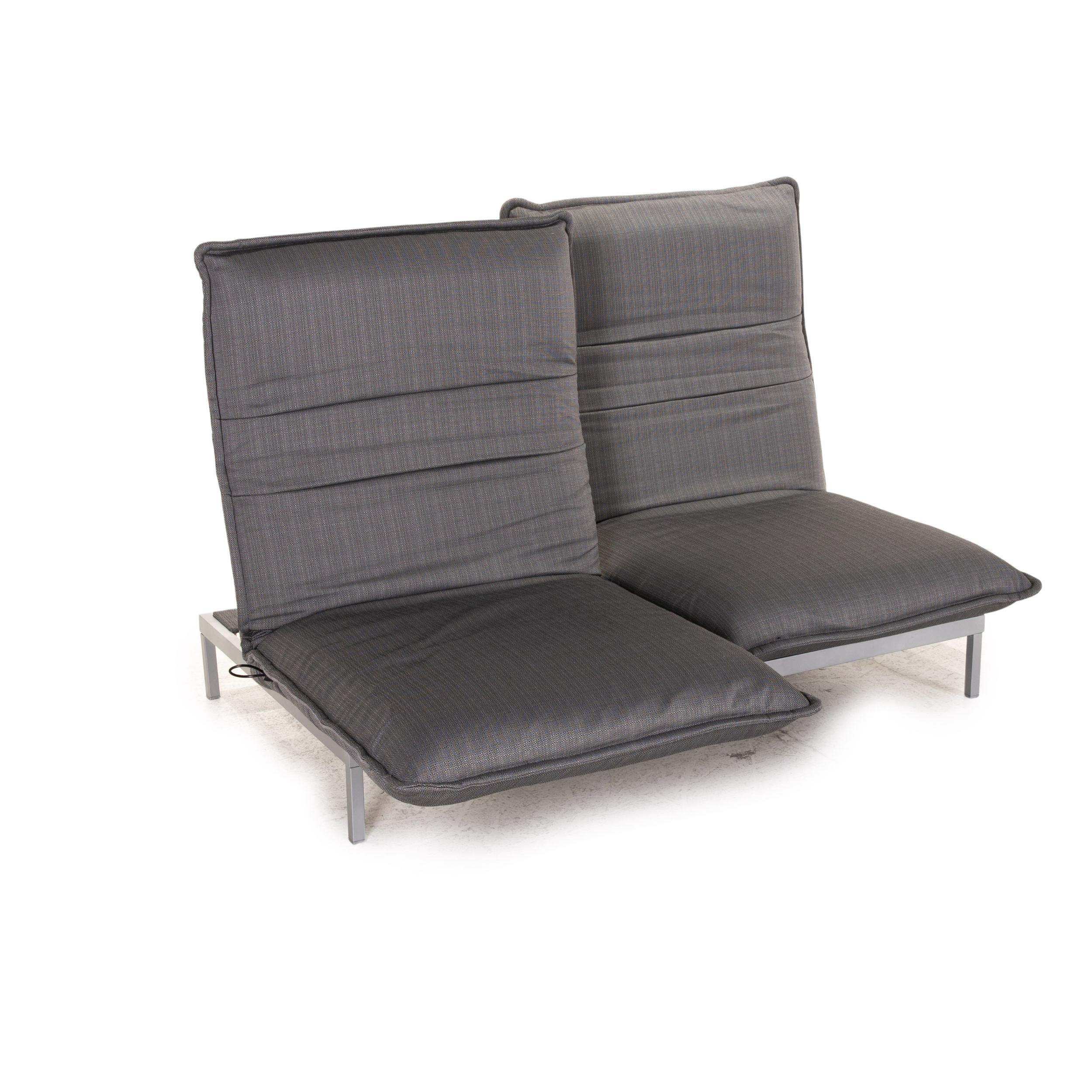 Fabric Rolf Benz Nova Sofa Set Gray 1x Two-Seater 1x Armchair Function Sleeping For Sale