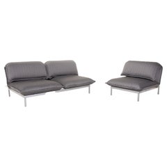 Rolf Benz Nova Sofa Set Gray 1x Two-Seater 1x Armchair Function Sleeping