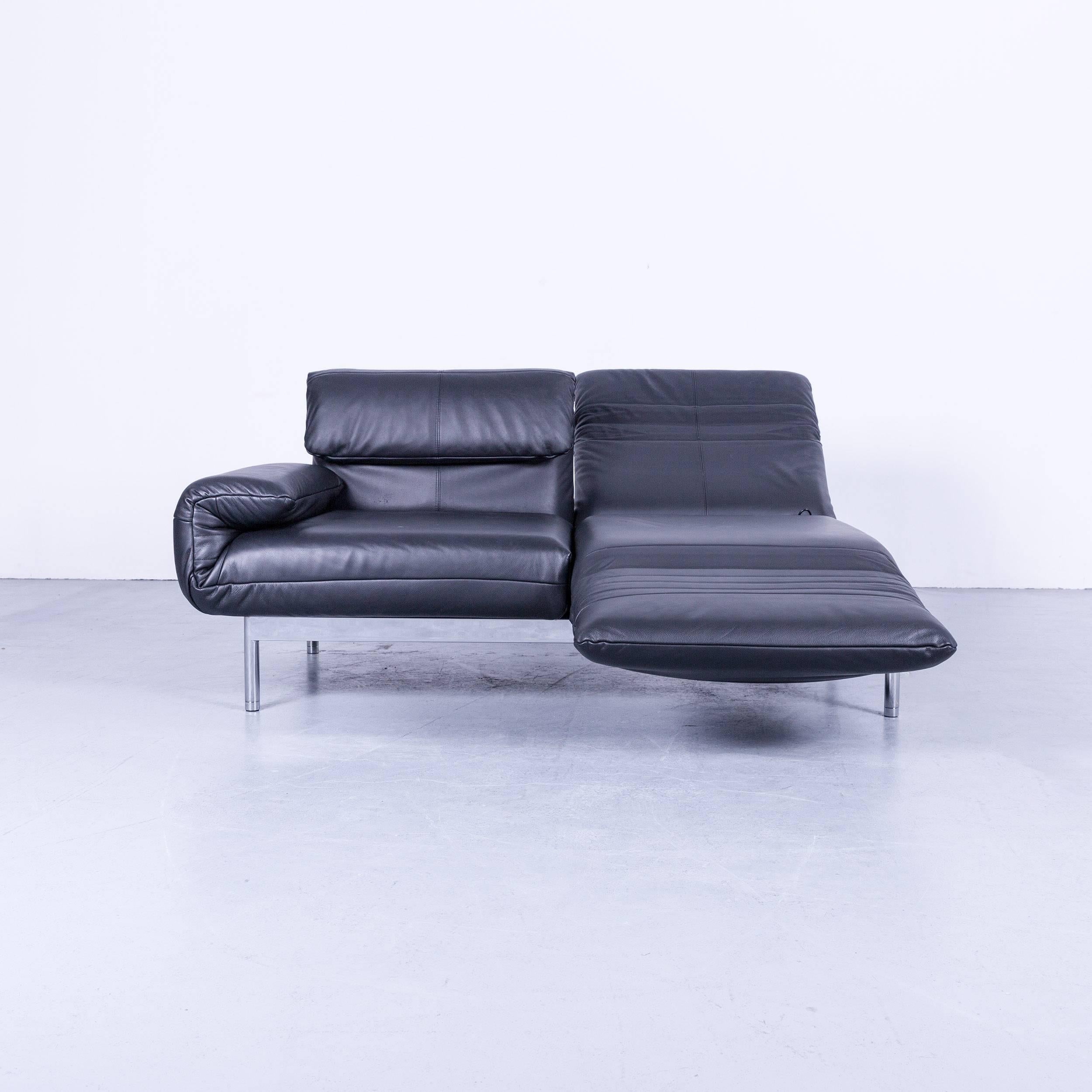 German Rolf Benz Plura Designer Sofa Leather Black Relax Function Couch Modern