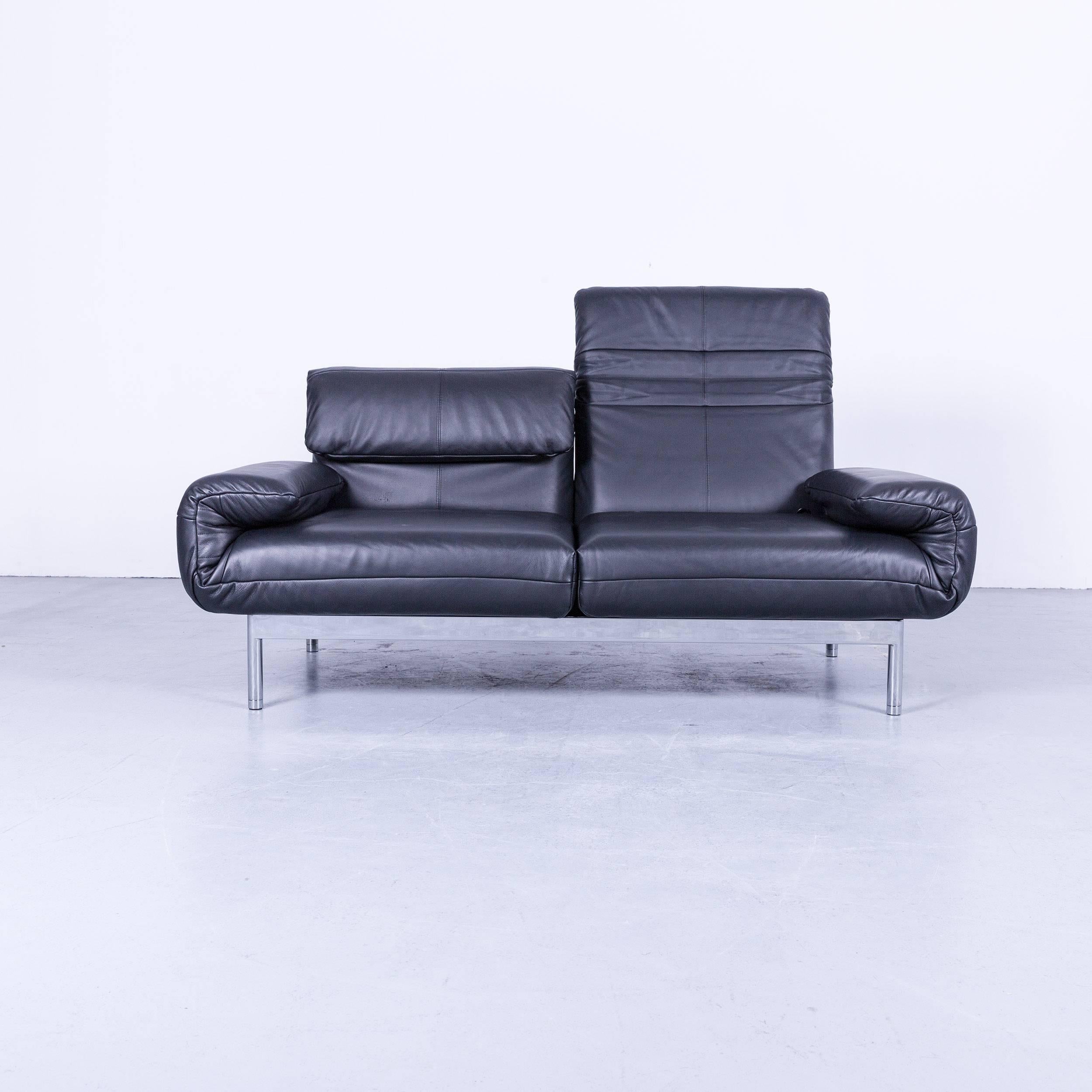 Rolf Benz Plura Designer Sofa Leather Black Relax Function Couch Modern In Excellent Condition In Cologne, DE