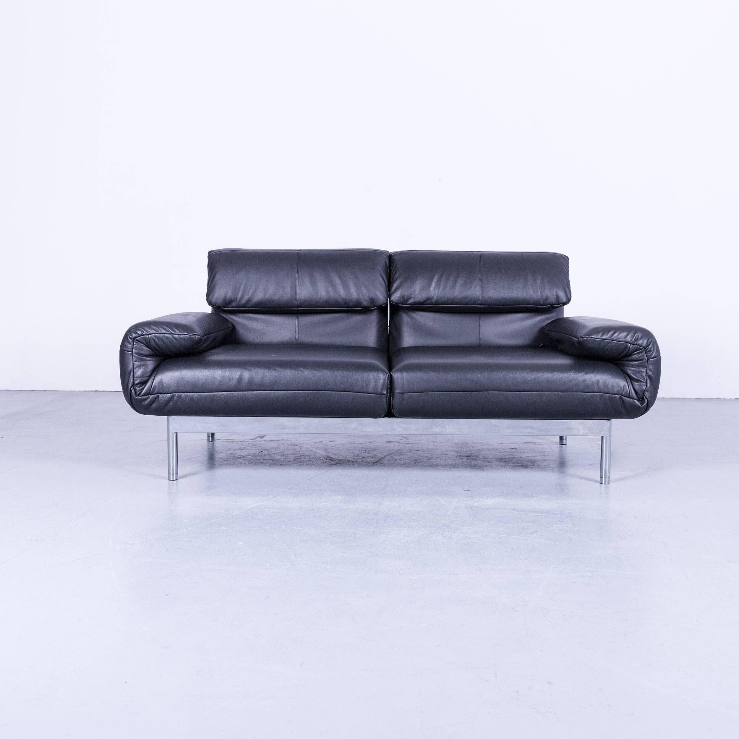 Contemporary Rolf Benz Plura Designer Sofa Leather Black Relax Function Couch Modern