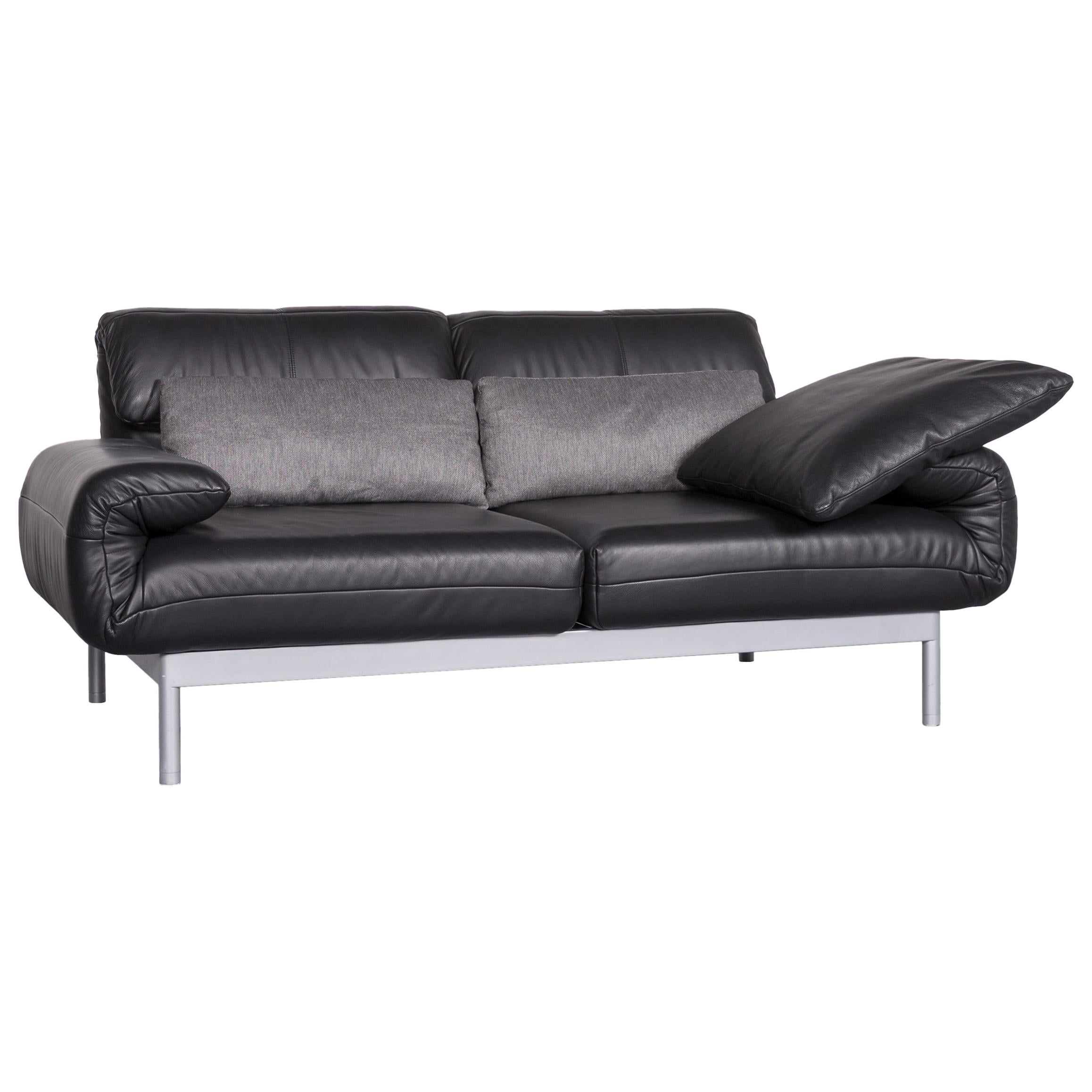 Rolf Benz Plura Designer Sofa Leather black Relax Function Couch Modern For Sale