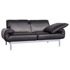 Rolf Benz Plura Designer Sofa Leather black Relax Function Couch Modern
