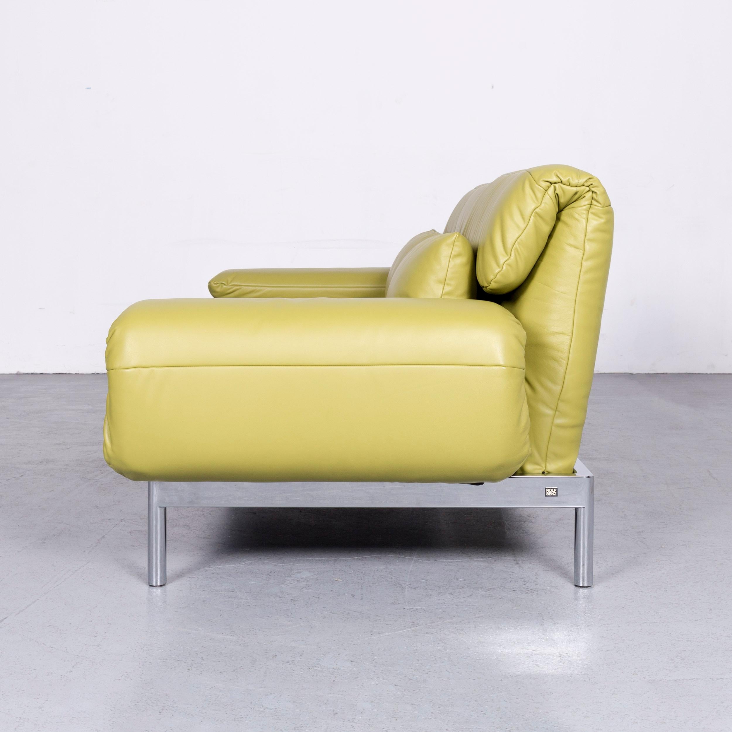 Rolf Benz Plura Designer Sofa Leder Grün relax Function Couch Modern 6