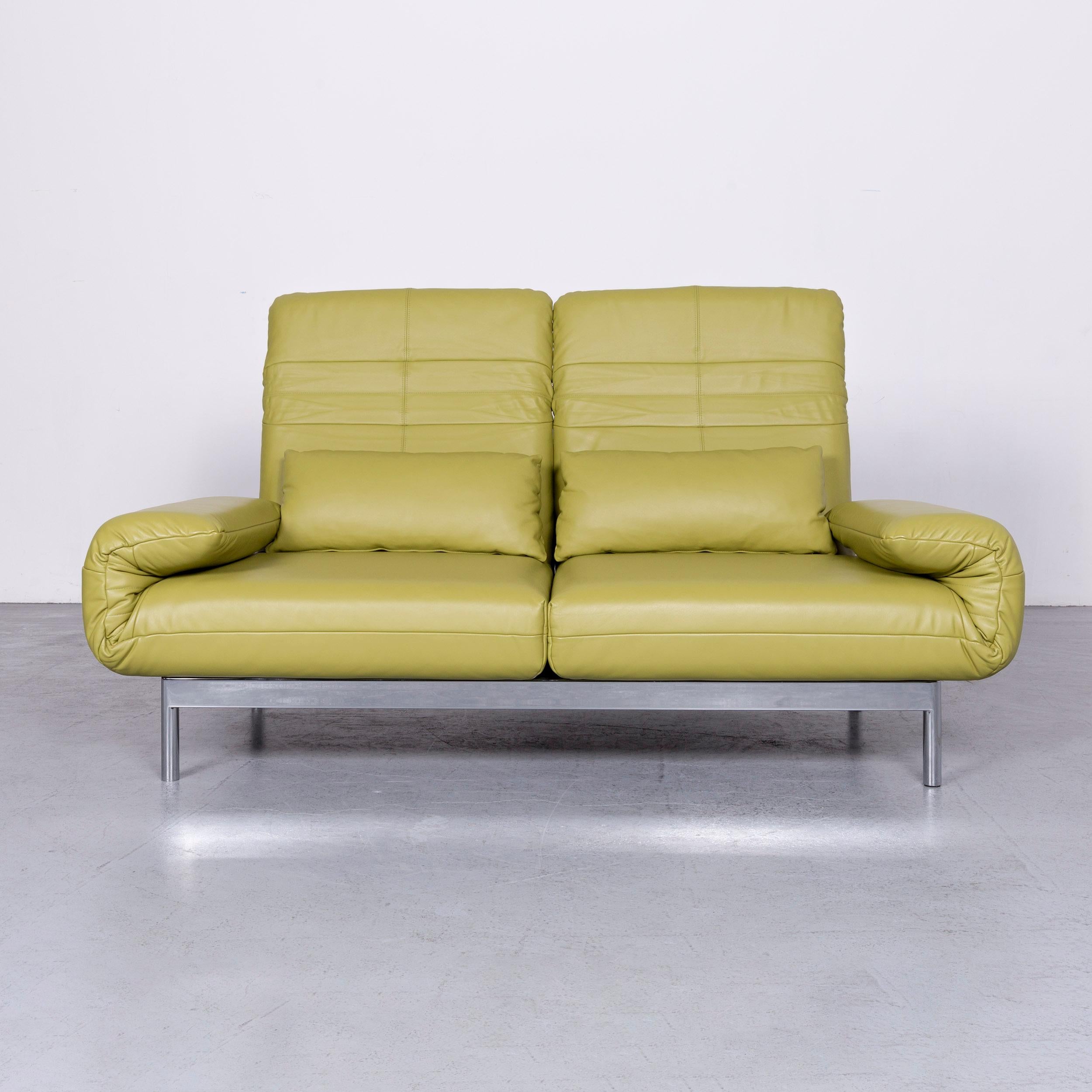 Rolf Benz Plura Designer Sofa Leather Green Relax Function Couch Modern In Excellent Condition In Cologne, DE