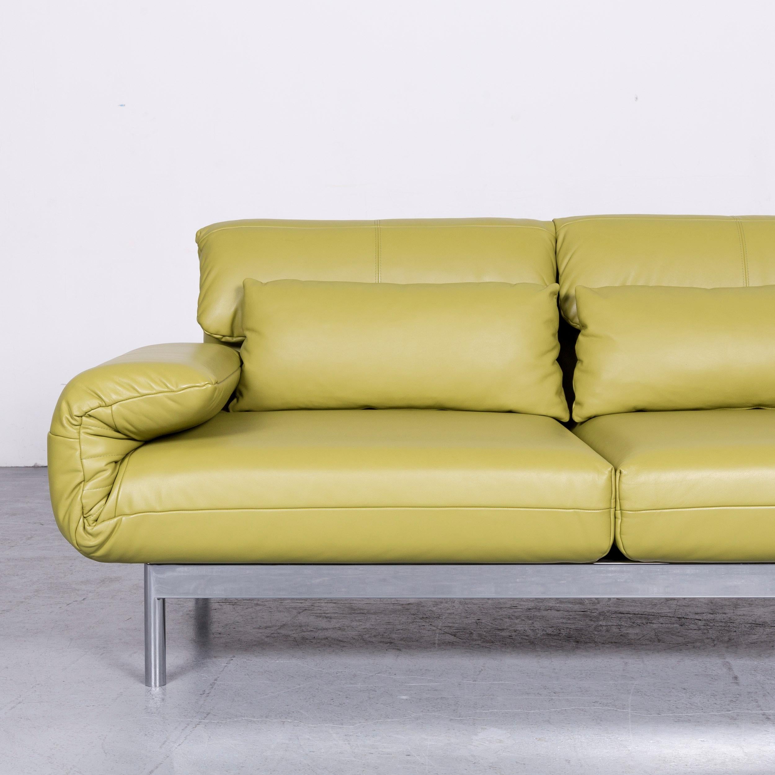 Rolf Benz Plura Designer Sofa Leather Green Relax Function Couch Modern 2