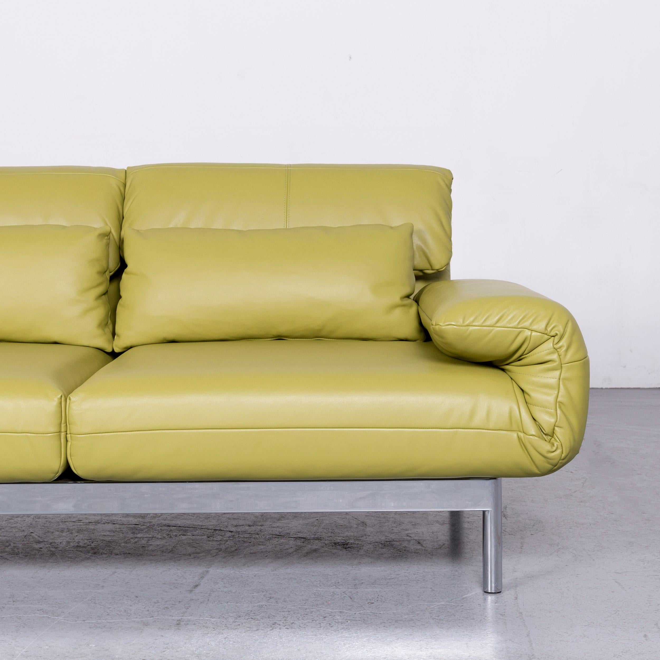 Rolf Benz Plura Designer Sofa Leather Green Relax Function Couch Modern 3