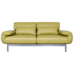 Rolf Benz Plura Designer Sofa Leather Green Relax Function Couch Modern