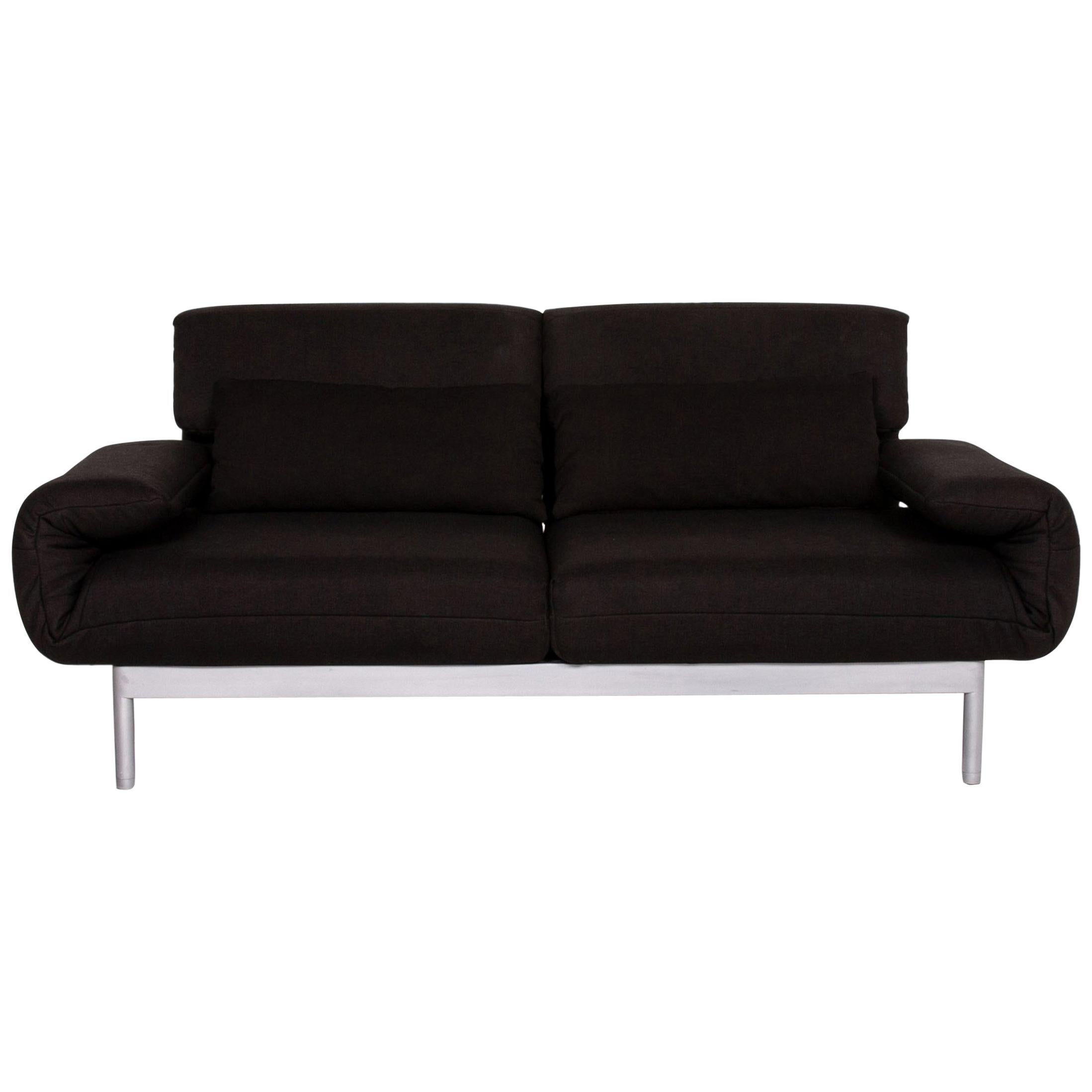 Rolf Benz Plura Fabric Sofa Black Two-Seat Function Relax Function Couch