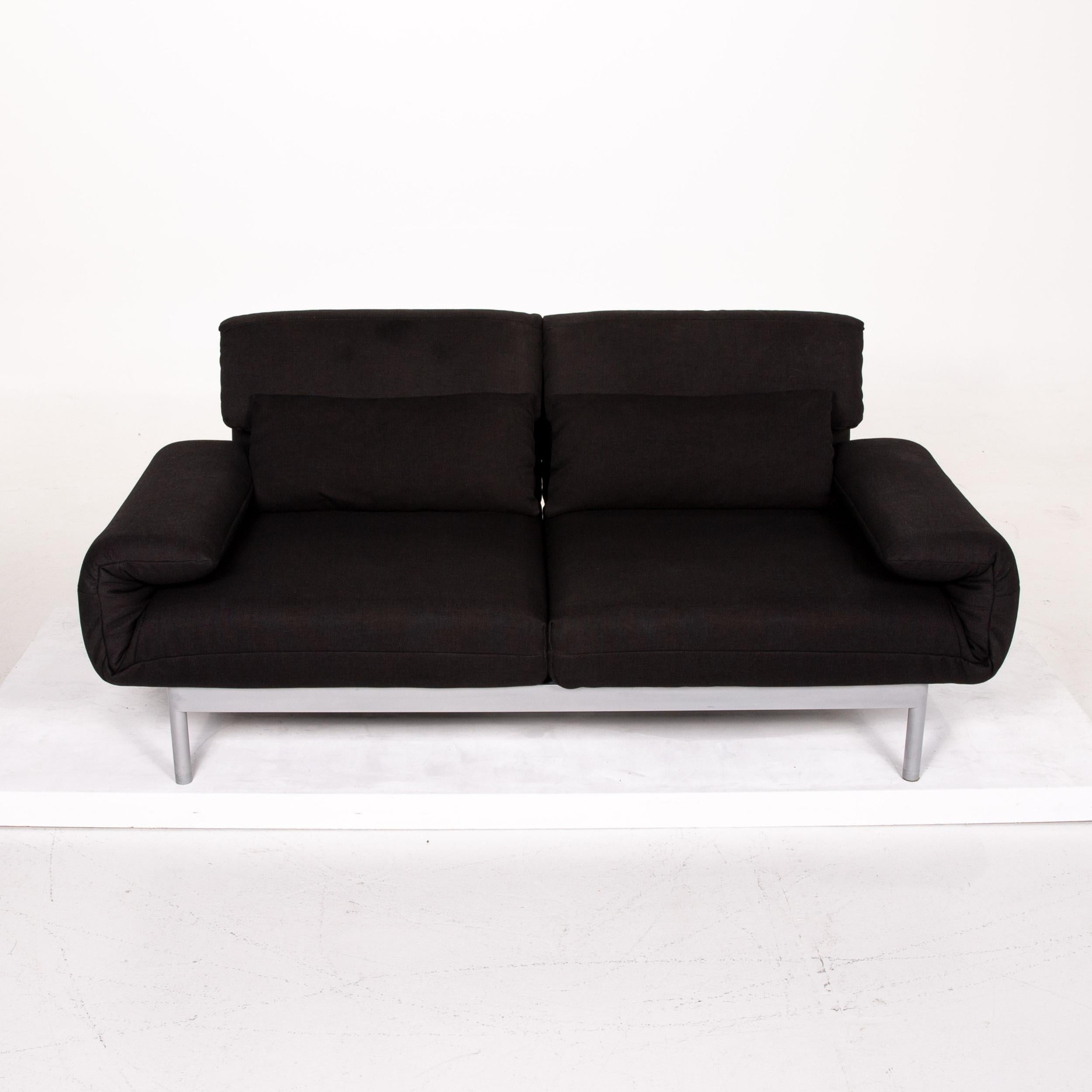 Rolf Benz Plura Fabric Sofa Black Two-Seat Function Relax Function Couch 4