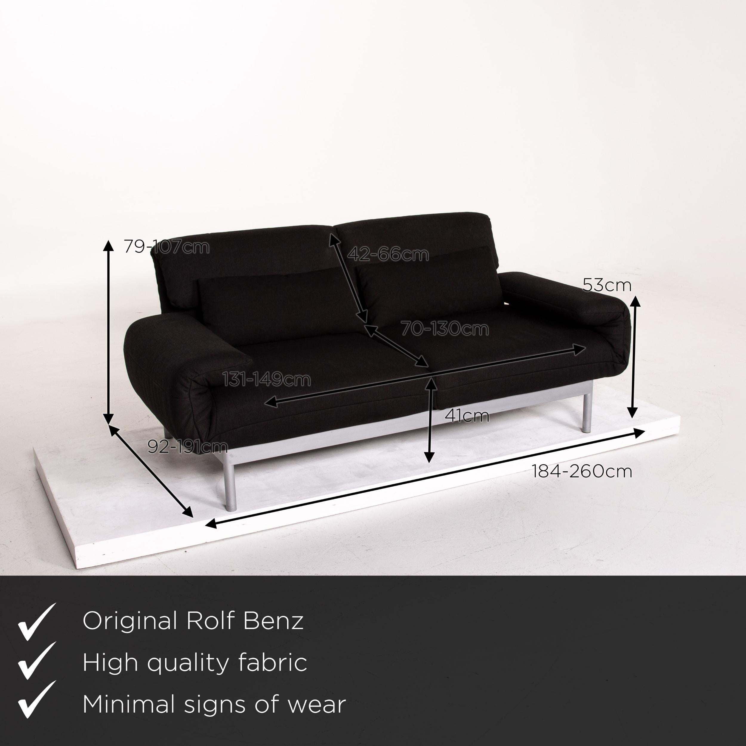 We present to you a Rolf Benz Plura fabric sofa black two-seat function relax function couch.

 

 Product measurements in centimeters:
 

Depth 92
Width 184
Height 79
Seat height 41
Rest height 53
Seat depth 70
Seat width 149
Back