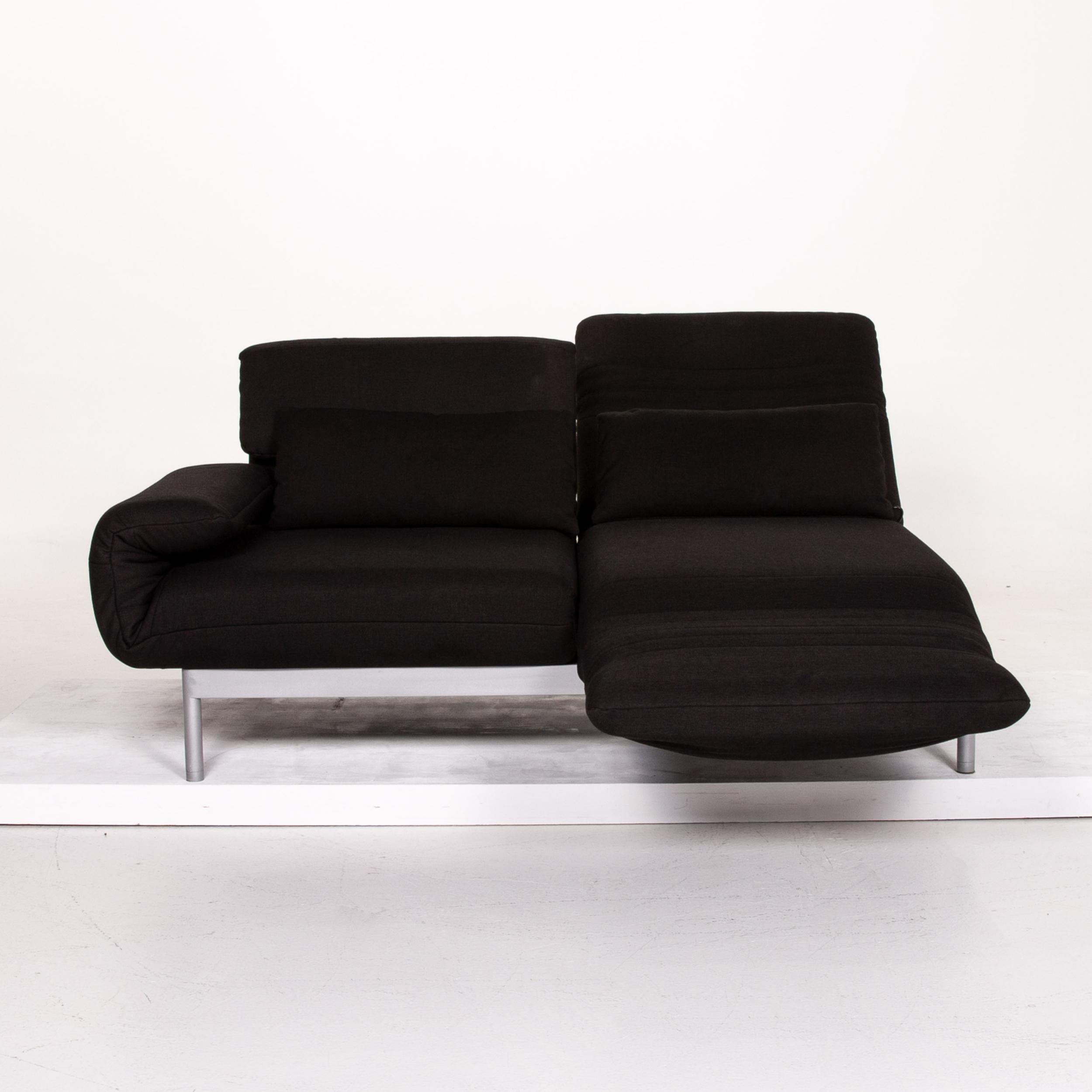 German Rolf Benz Plura Fabric Sofa Black Two-Seat Function Relax Function Couch