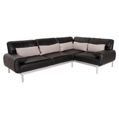 Rolf Benz Plura Leather Corner Sofa Black Relax Function Function Sofa Couch