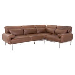 Rolf Benz Plura Leather Corner Sofa Brown Function Relax Function Couch