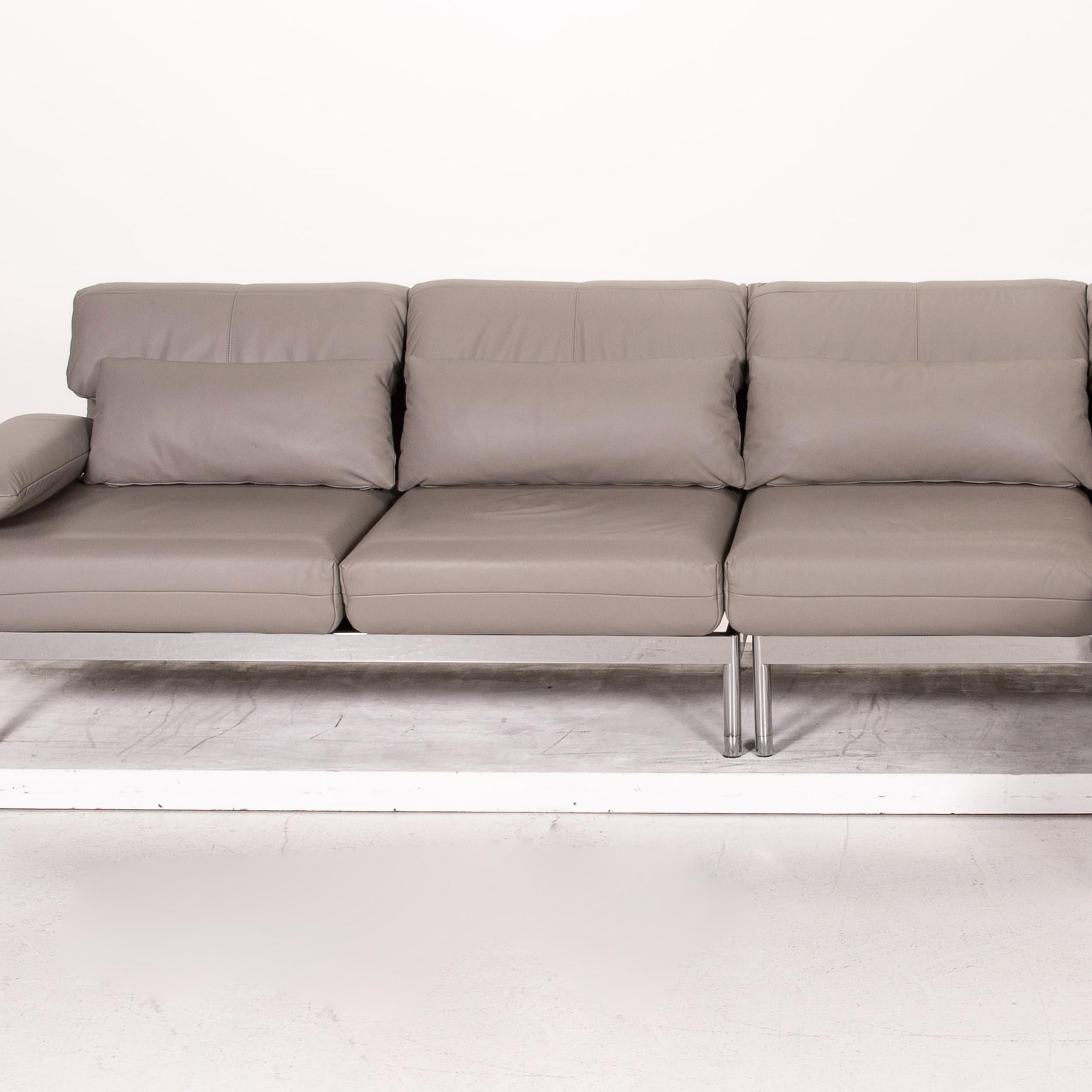 Rolf Benz Plura Leather Corner Sofa Gray Sofa Function Relax Function Couch 4