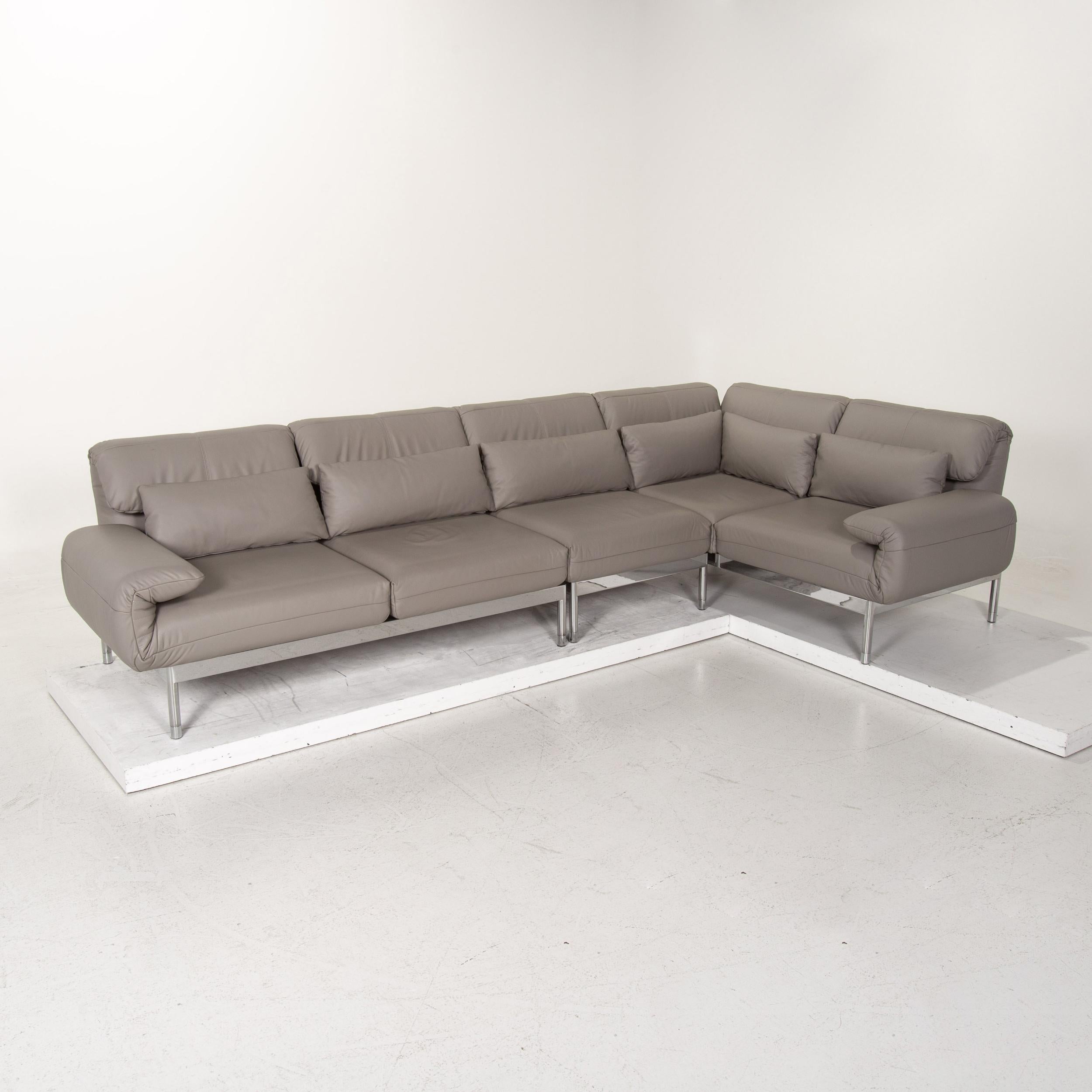 Rolf Benz Plura Leather Corner Sofa Gray Sofa Function Relax Function Couch 3